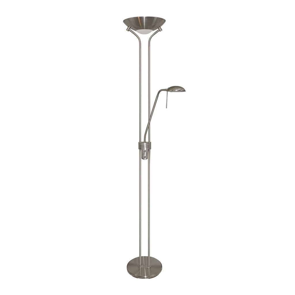 Mother & Child Floor Lamp - Antique Brass/Satin Silver Metal & Glass R7S