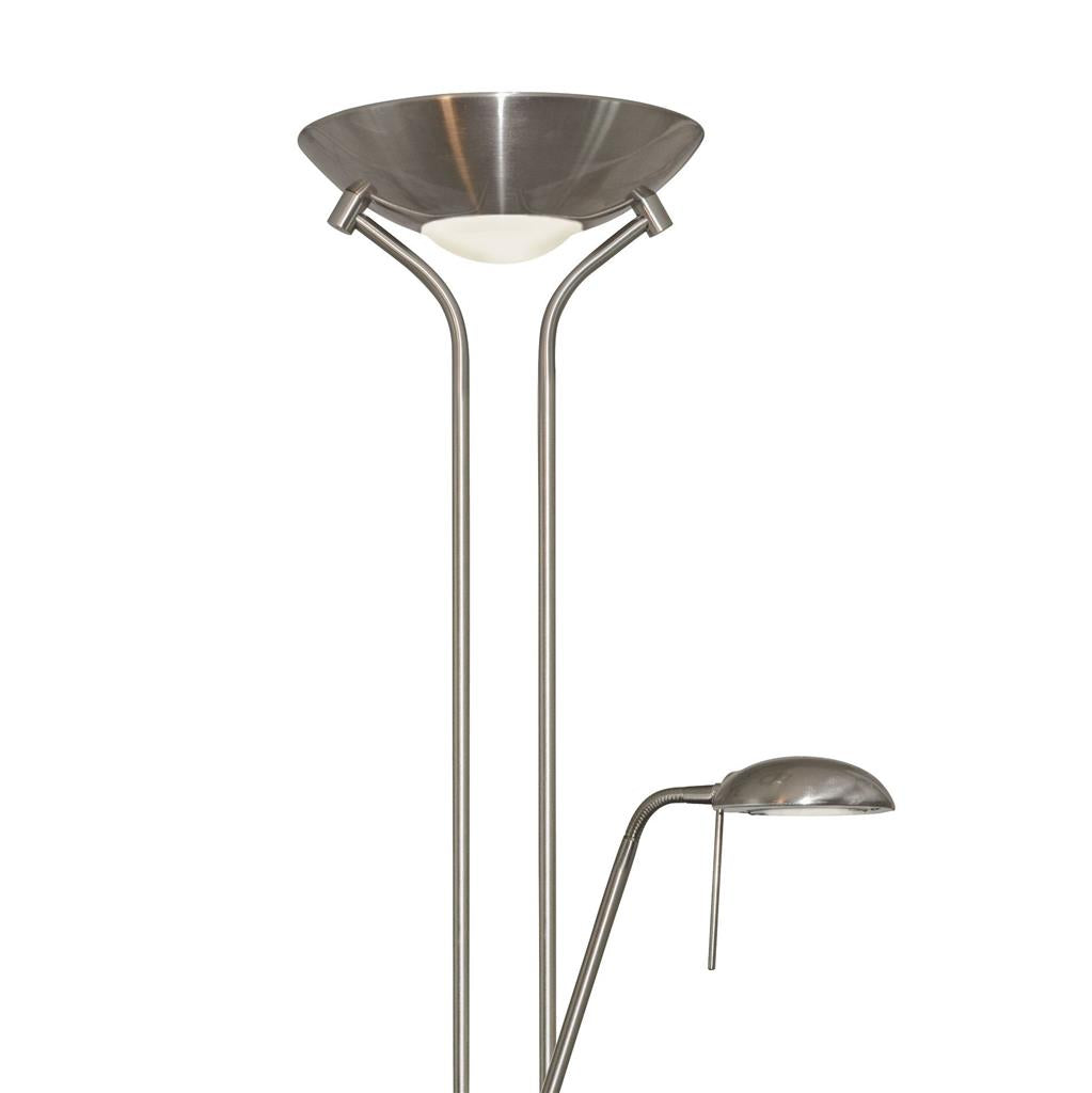 Mother & Child Floor Lamp - Antique Brass/Satin Silver Metal & Glass R7S