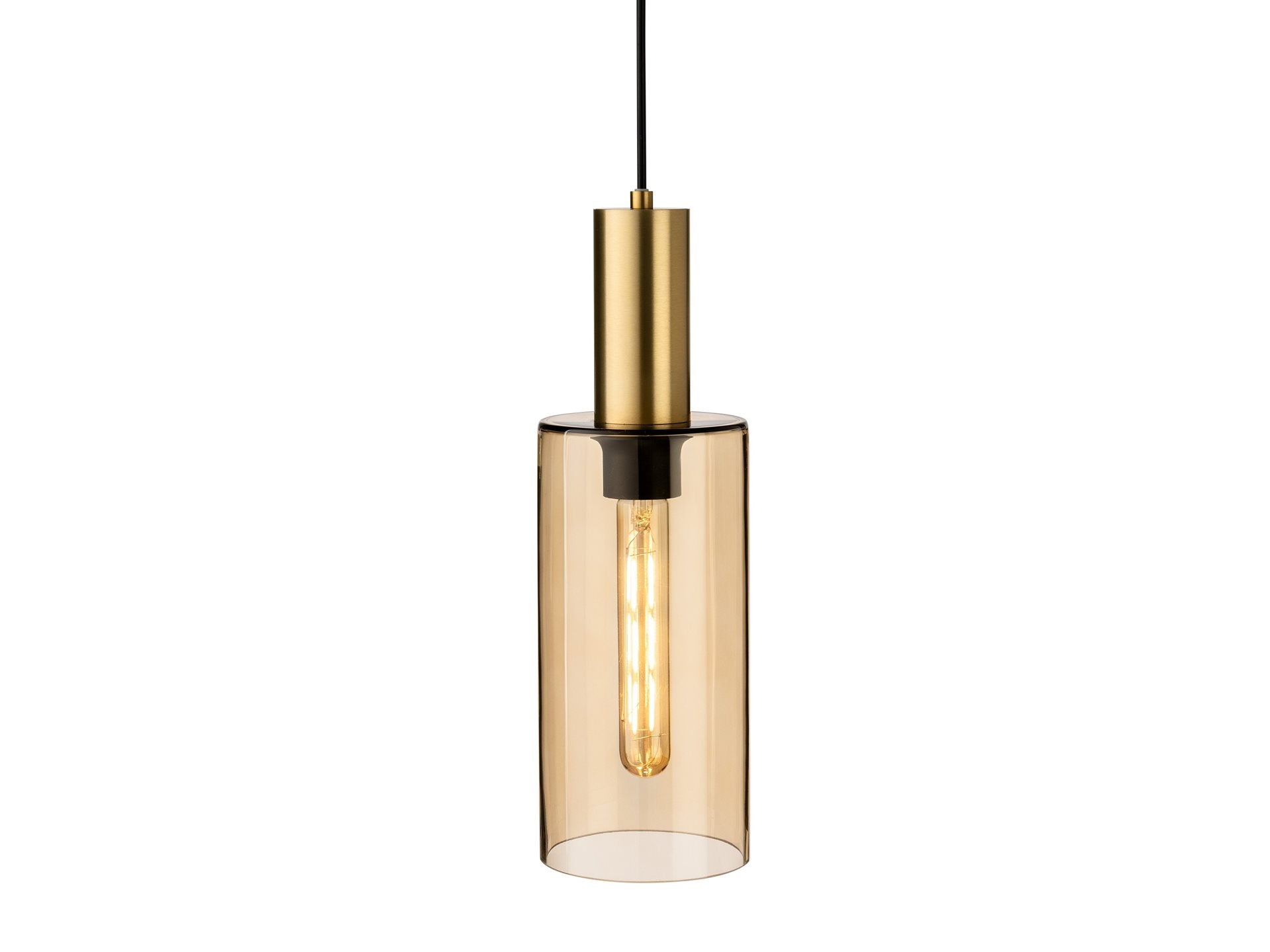 Rimini Pendant- Satin Brass with Smoked Amber Glass