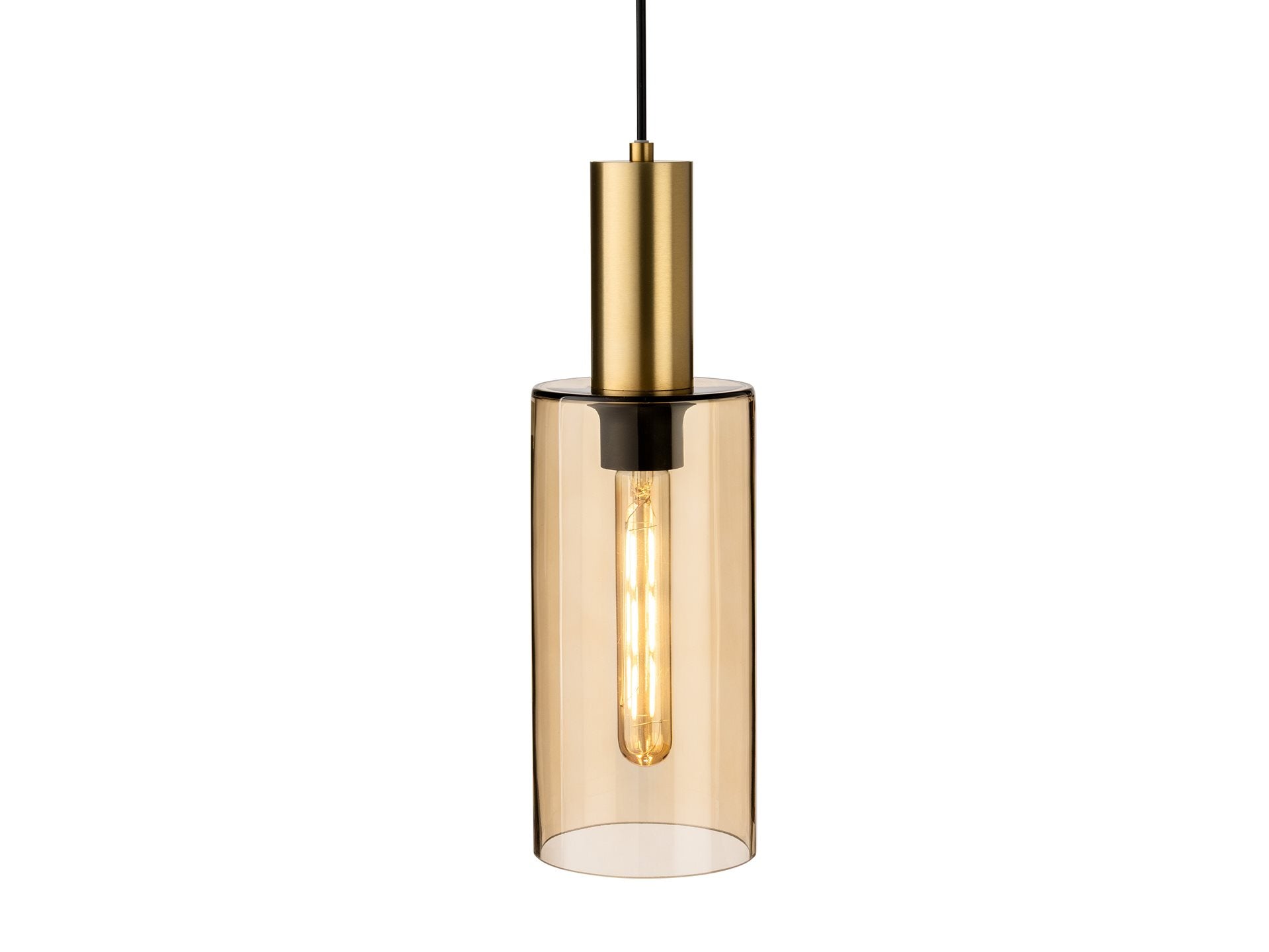 Rimini 3 Light Bar- Satin Brass with Smoked Amber Glass