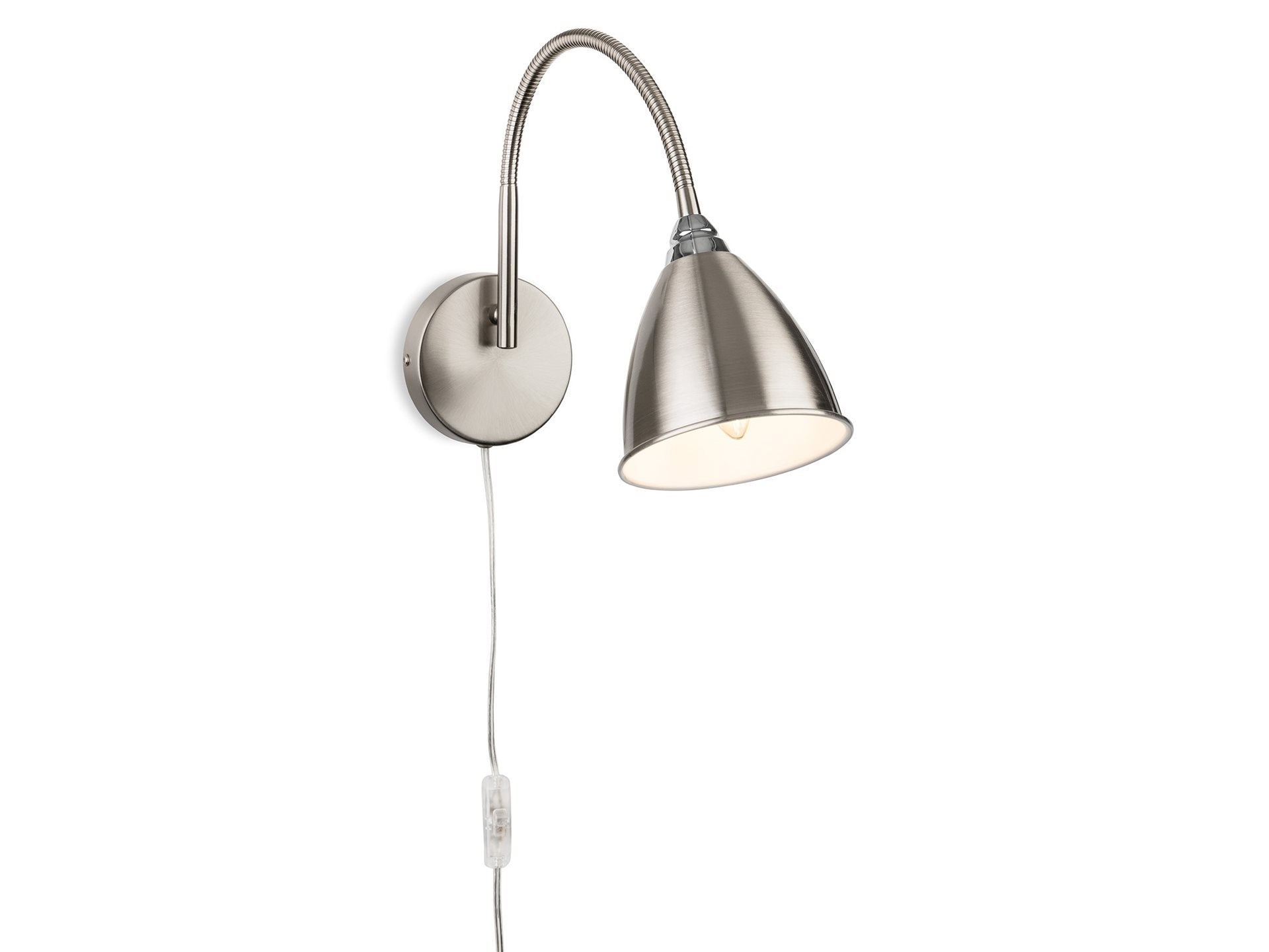 Plug-in Wall Light-  Brushed Steel