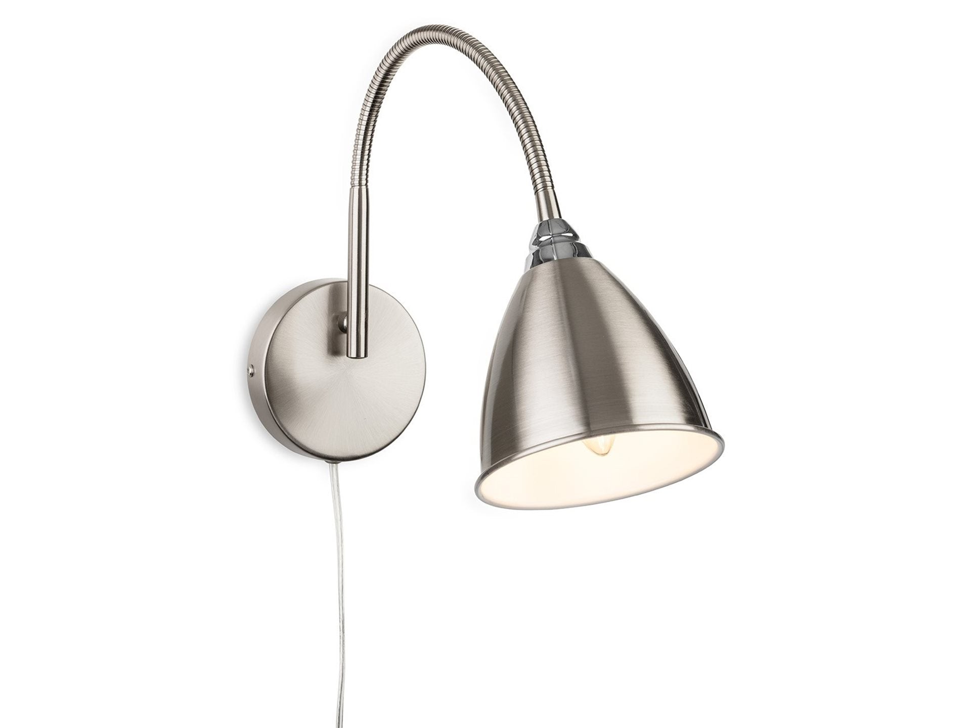 Plug-in Wall Light-  Brushed Steel