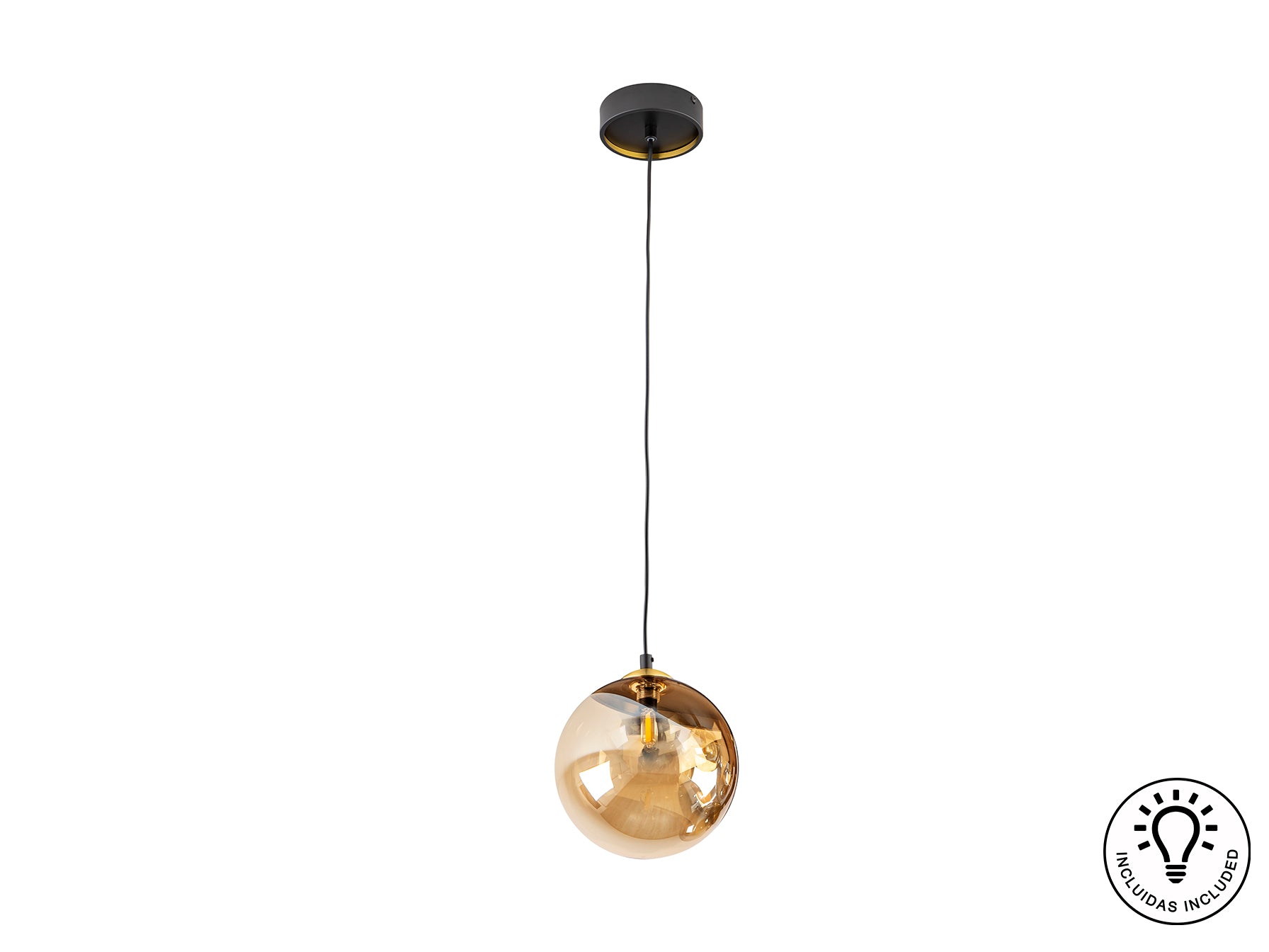 Dark Single Pendant- Black-Brass Finish