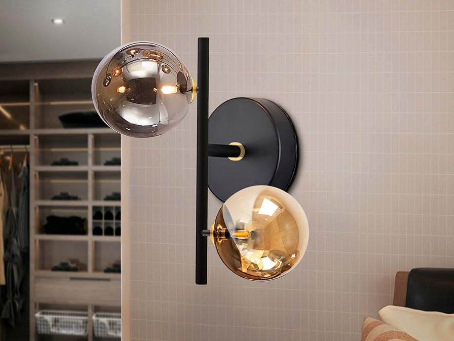 Dark Wall Light- Black-Brass Finish