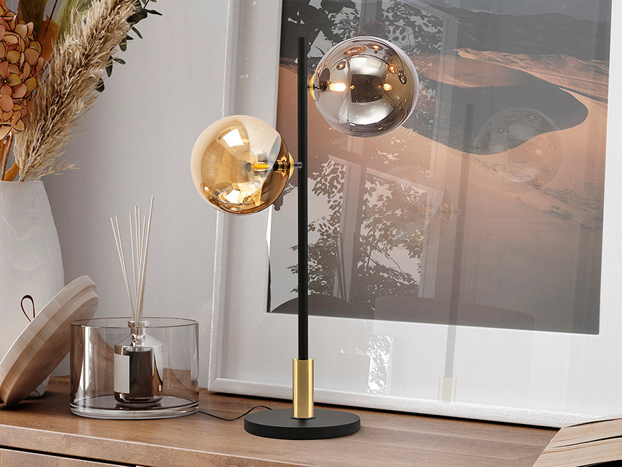 Dark Table Lamp- Black-Brass Finish
