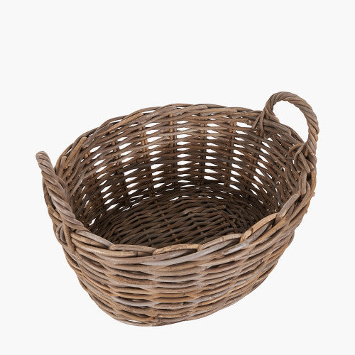Kubu Oval Baskets (Set of 2) - Grey Finish