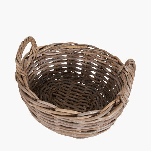 Kubu Oval Baskets (Set of 2) - Grey Finish