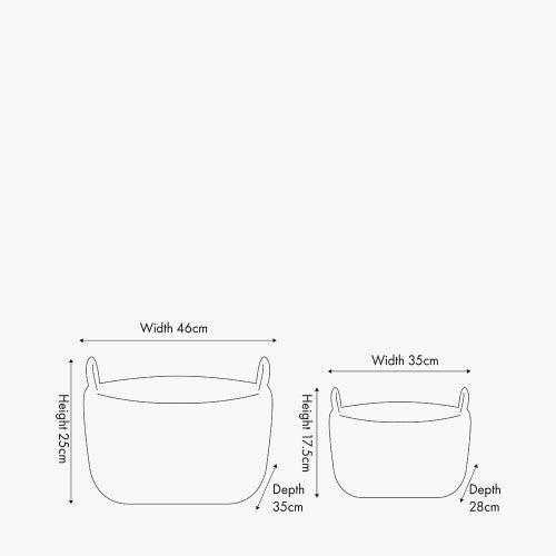Kubu Oval Baskets (Set of 2) - Grey Finish