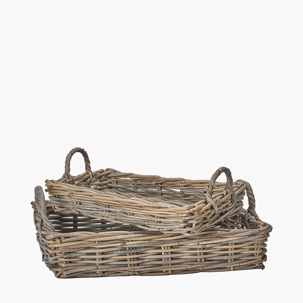 Set of 2 Grey Kubu Basket Trays