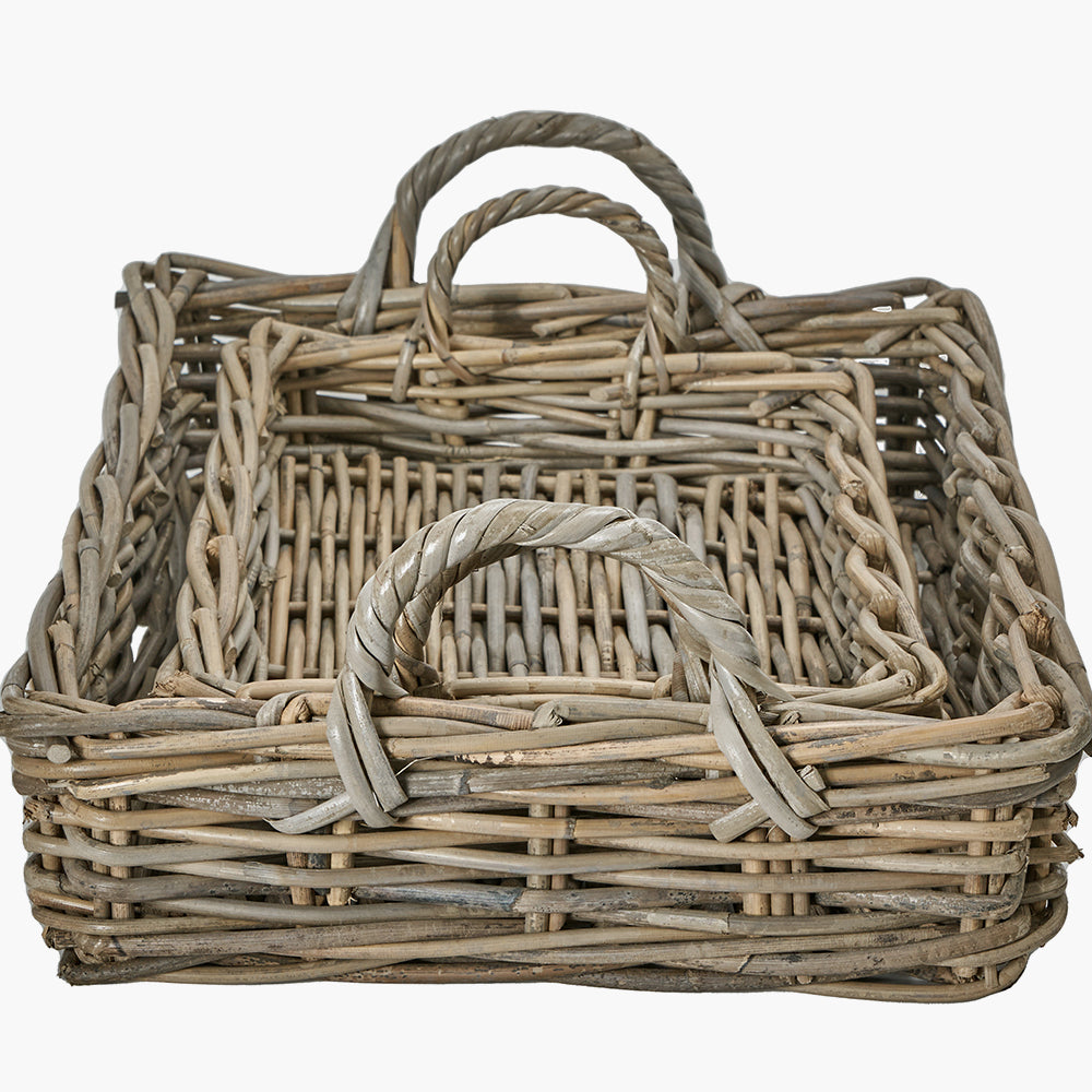 Set of 2 Grey Kubu Basket Trays