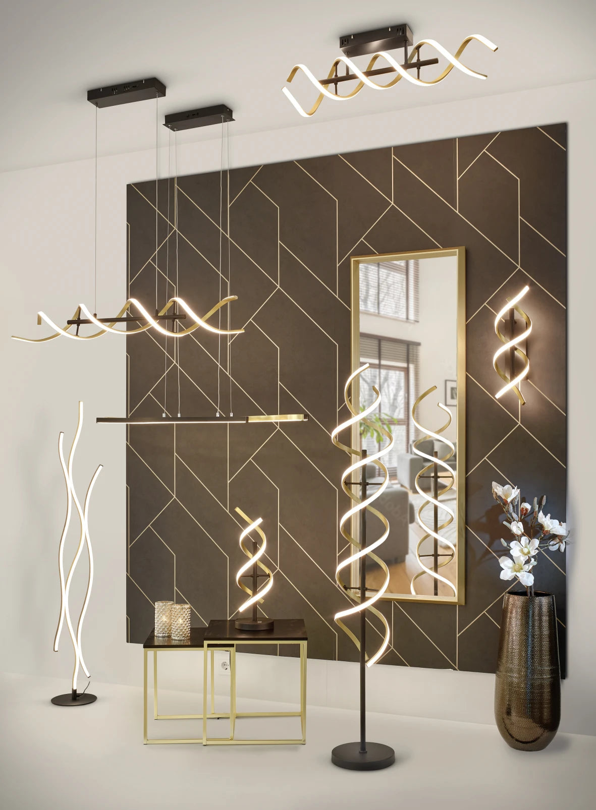 Blaze Modern LED Floor Lamp - Aluminium/Brass
