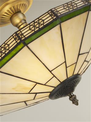 New York 2Lt Semi-Flush - Brass Metal & Stained Glass