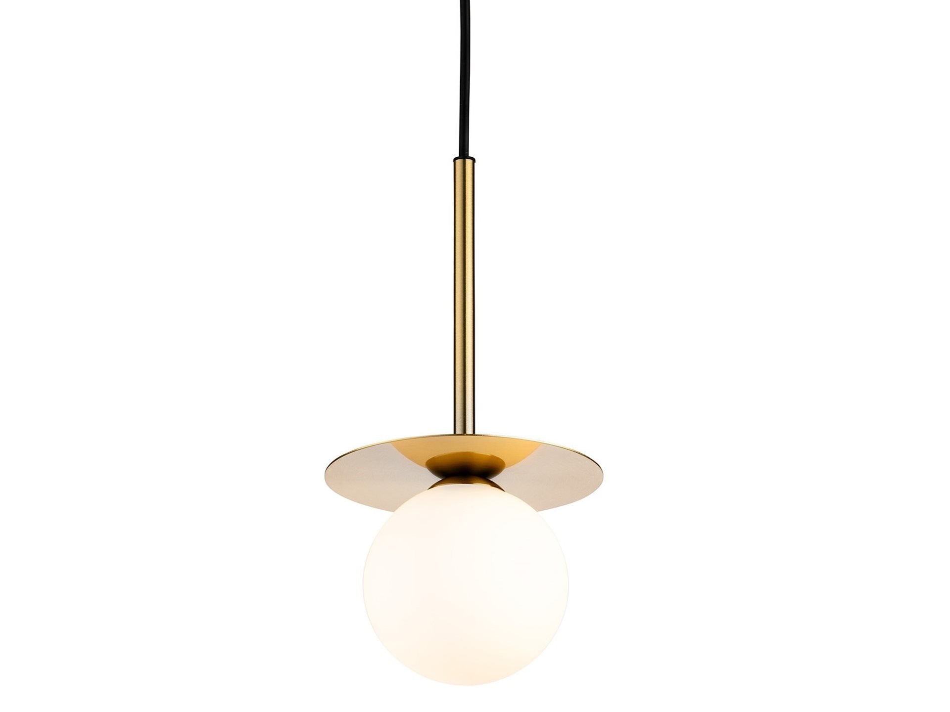 Jules Pendant- Brushed Brass with Opal White Glass