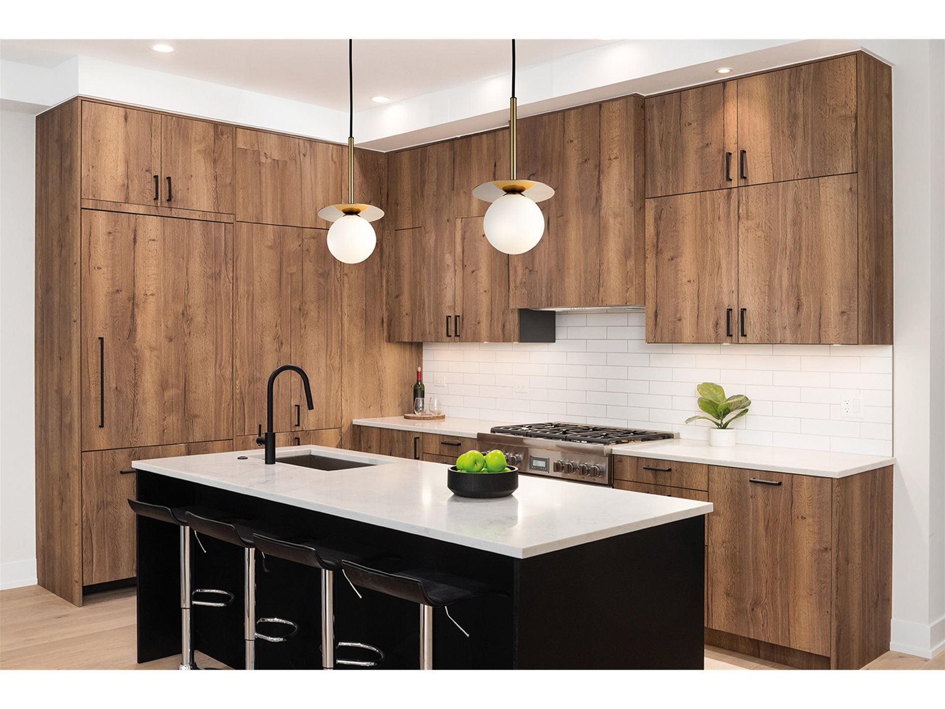 Jules Pendant- Brushed Brass with Opal White Glass