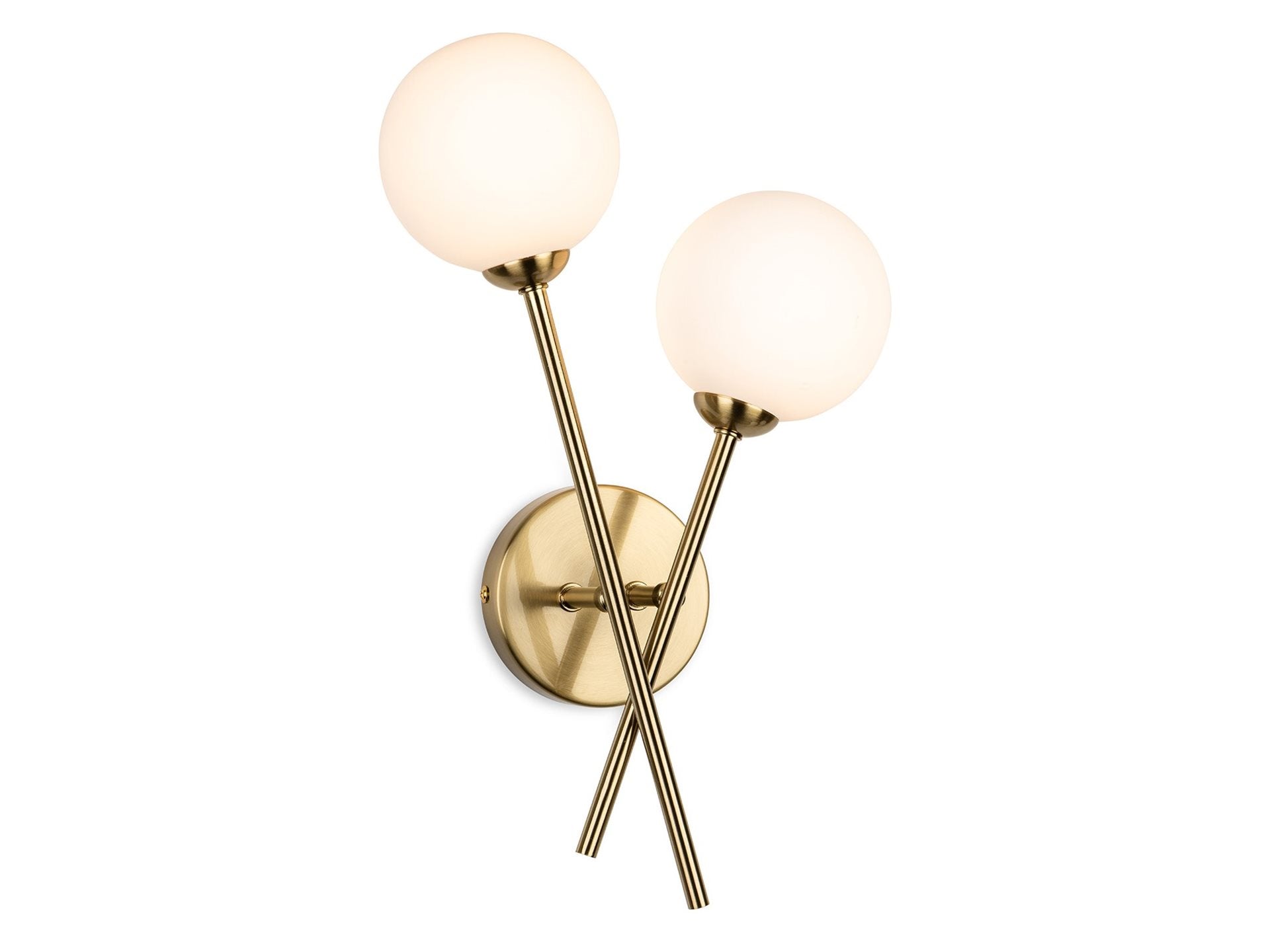 Lando 2lt Wall Light- Brushed Brass/ Chrome
