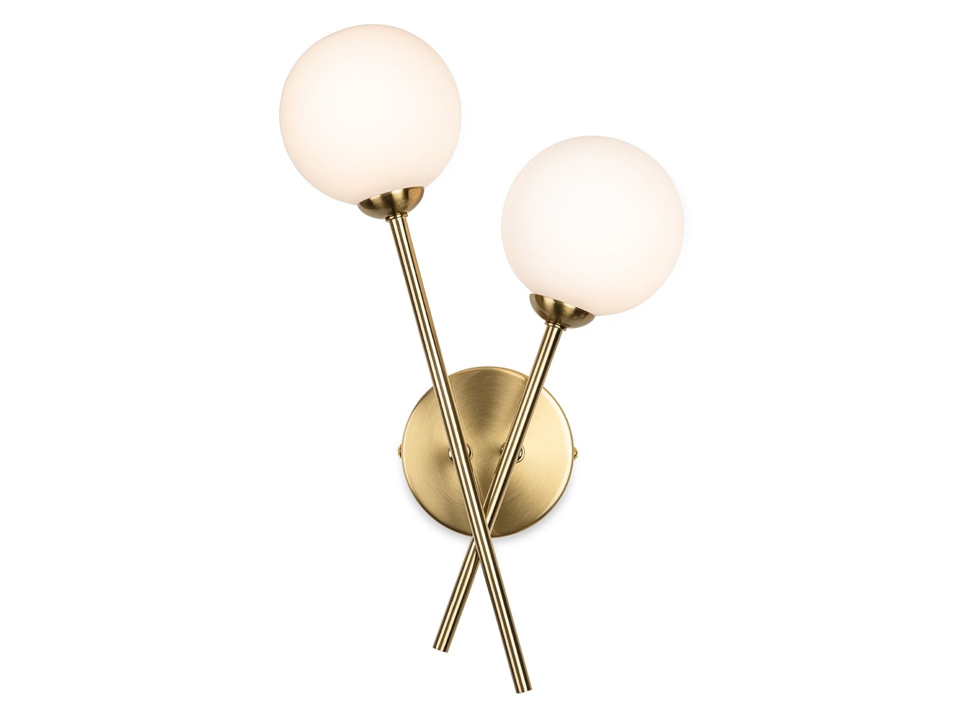 Lando 2lt Wall Light- Brushed Brass/ Chrome