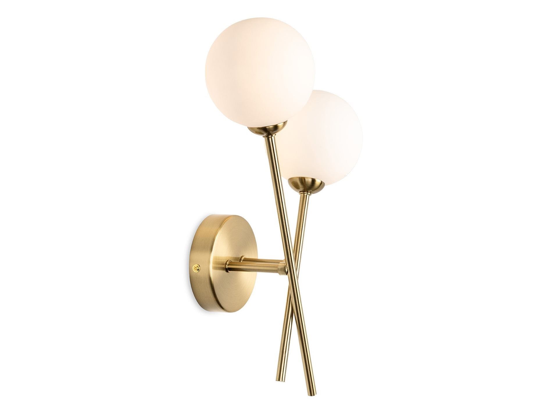 Lando 2lt Wall Light- Brushed Brass/ Chrome