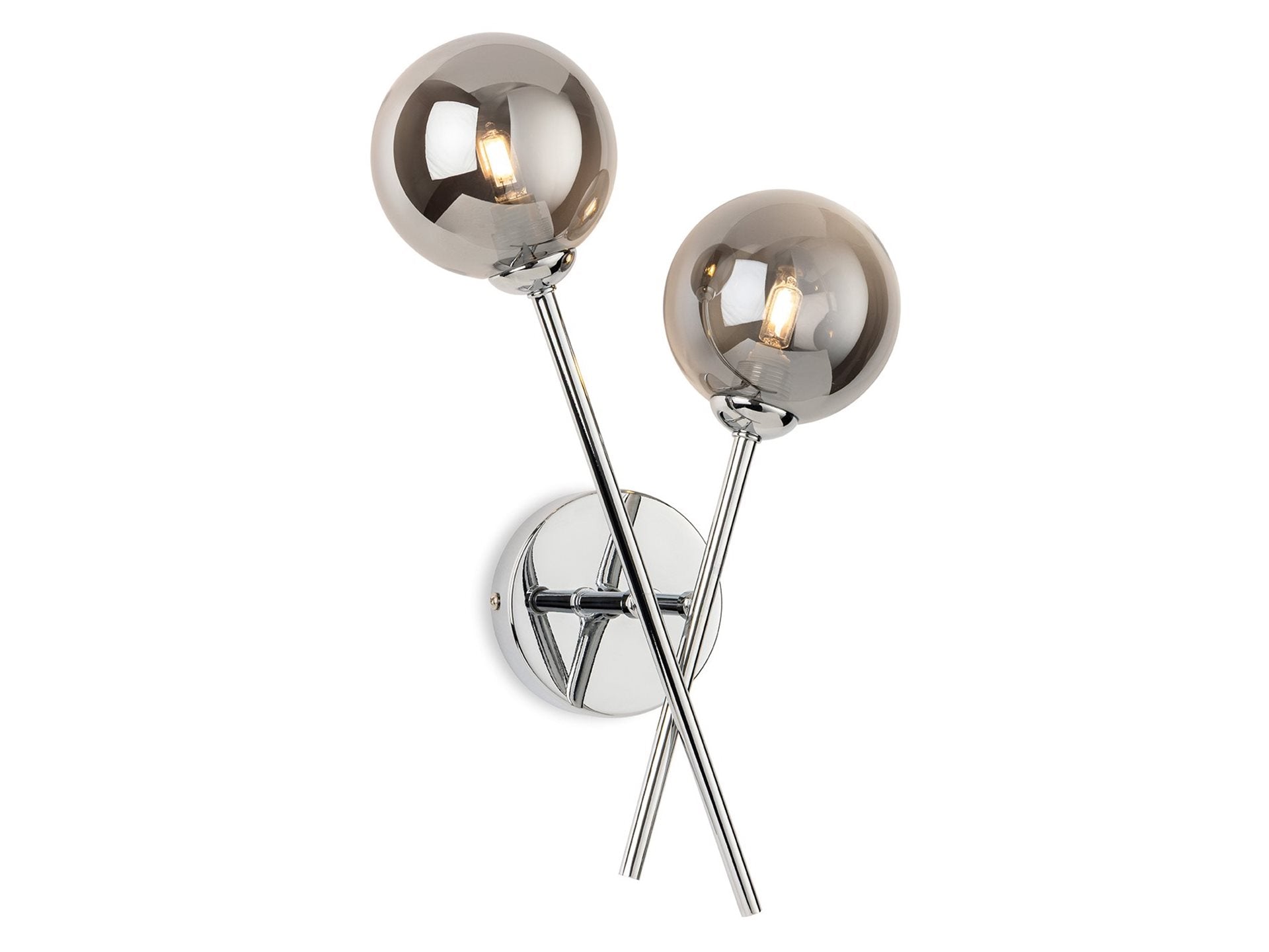 Lando 2lt Wall Light- Brushed Brass/ Chrome