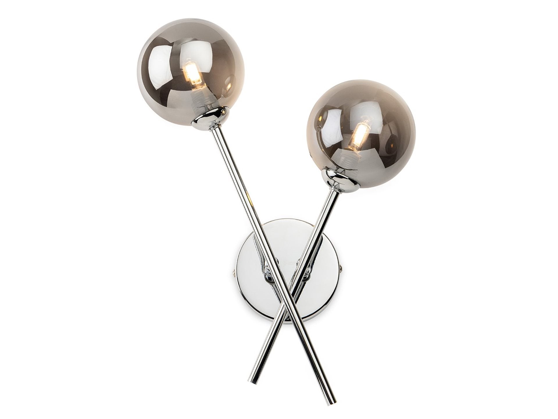 Lando 2lt Wall Light- Brushed Brass/ Chrome