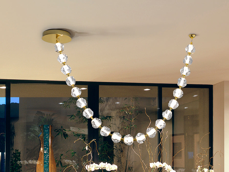 ZARIA II 21/29 Light Ceiling Light- Gold/ Clear, Bronze/Amber Finishes