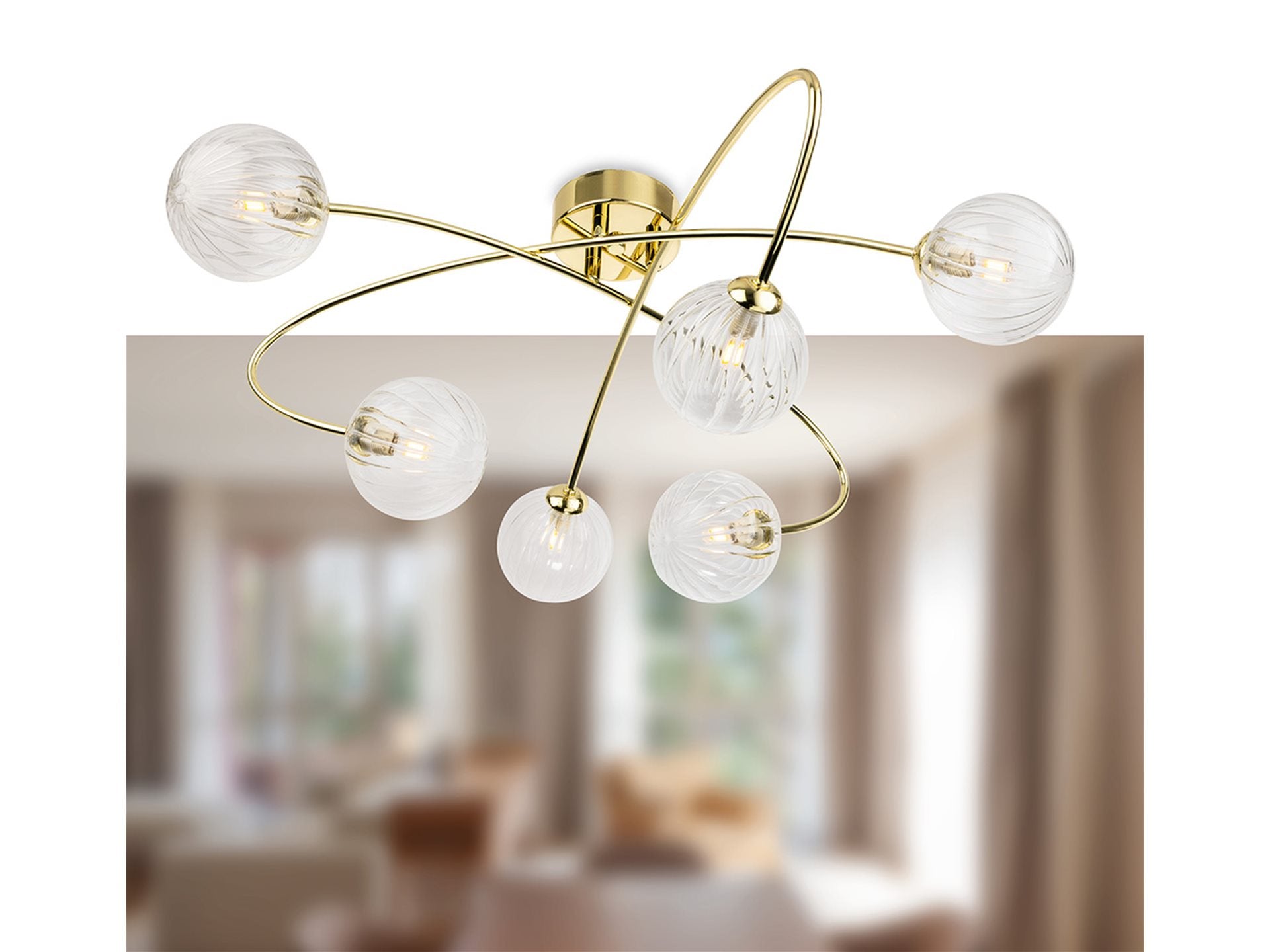 Atom 4/6Lt Flush Ceiling Light- Brass/ Chrome Finishes