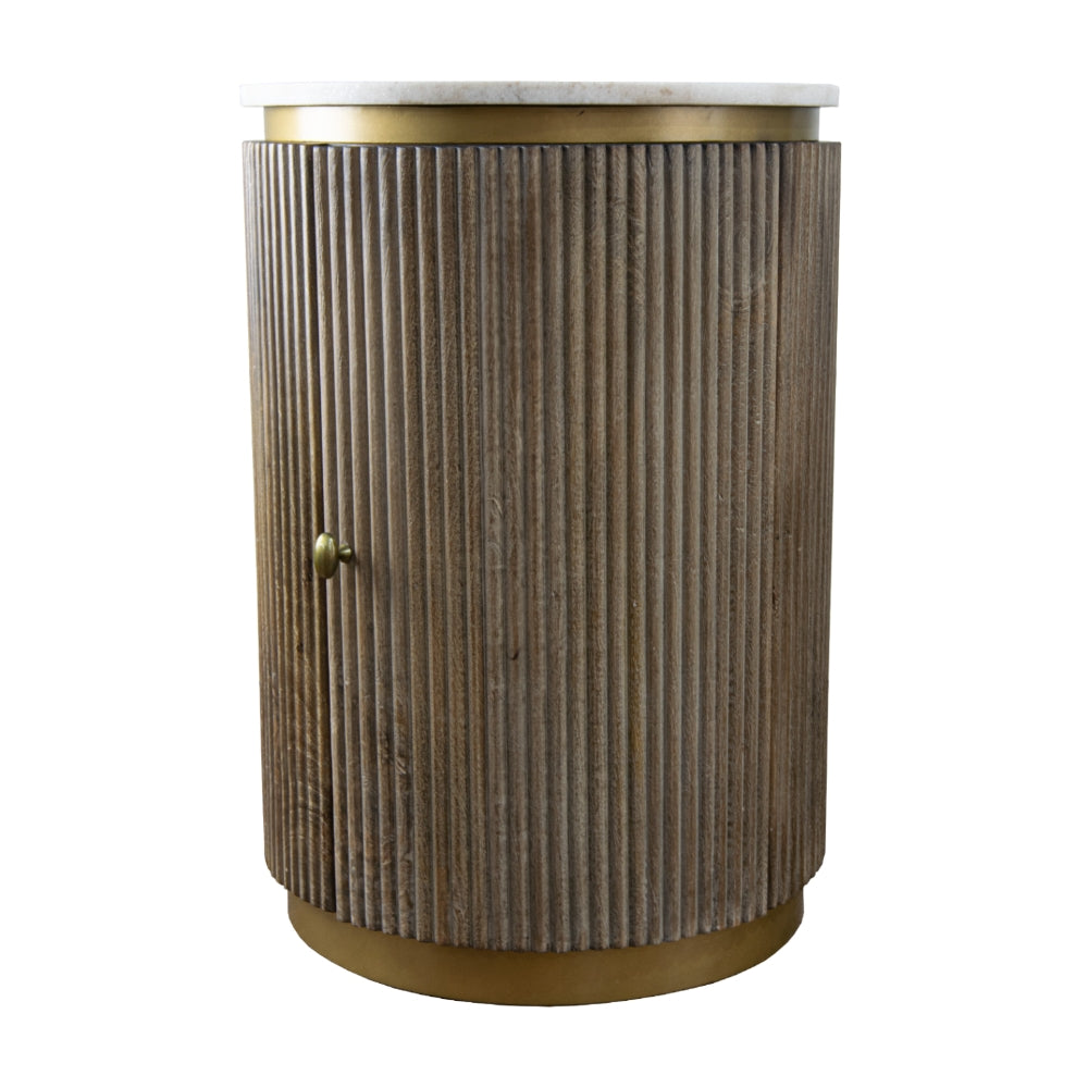 Maigue Storage Side Table - Brass & Marble