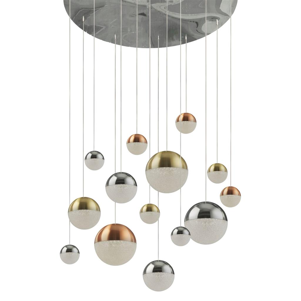 Planets 14/27/55Lt Multi-Drop - Copper, Chrome & Satin Brass Integrated LED
