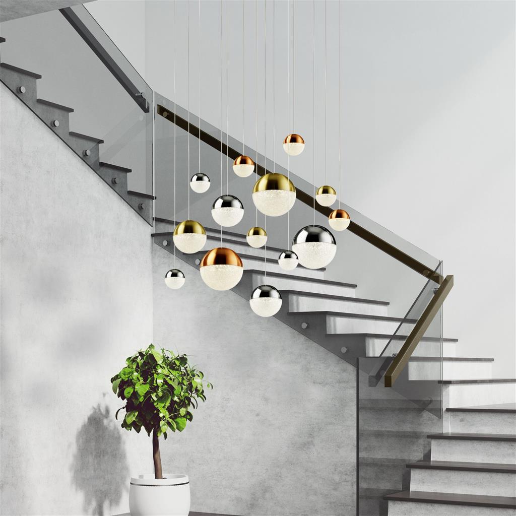 Planets 14/27/55Lt Multi-Drop - Copper, Chrome & Satin Brass Integrated LED