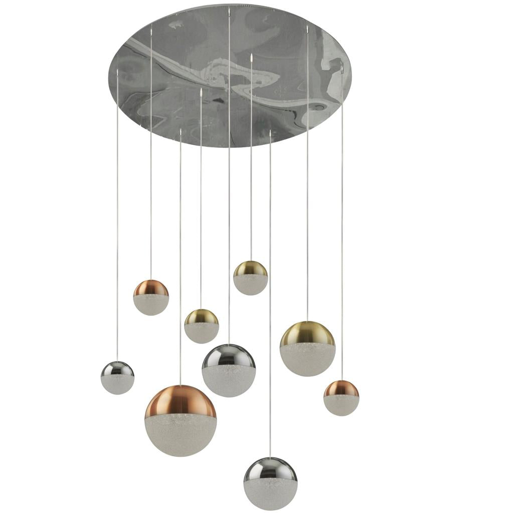 Planets 7Lt Multi-Drop - Copper, Chrome & Satin Brass Integrated LED