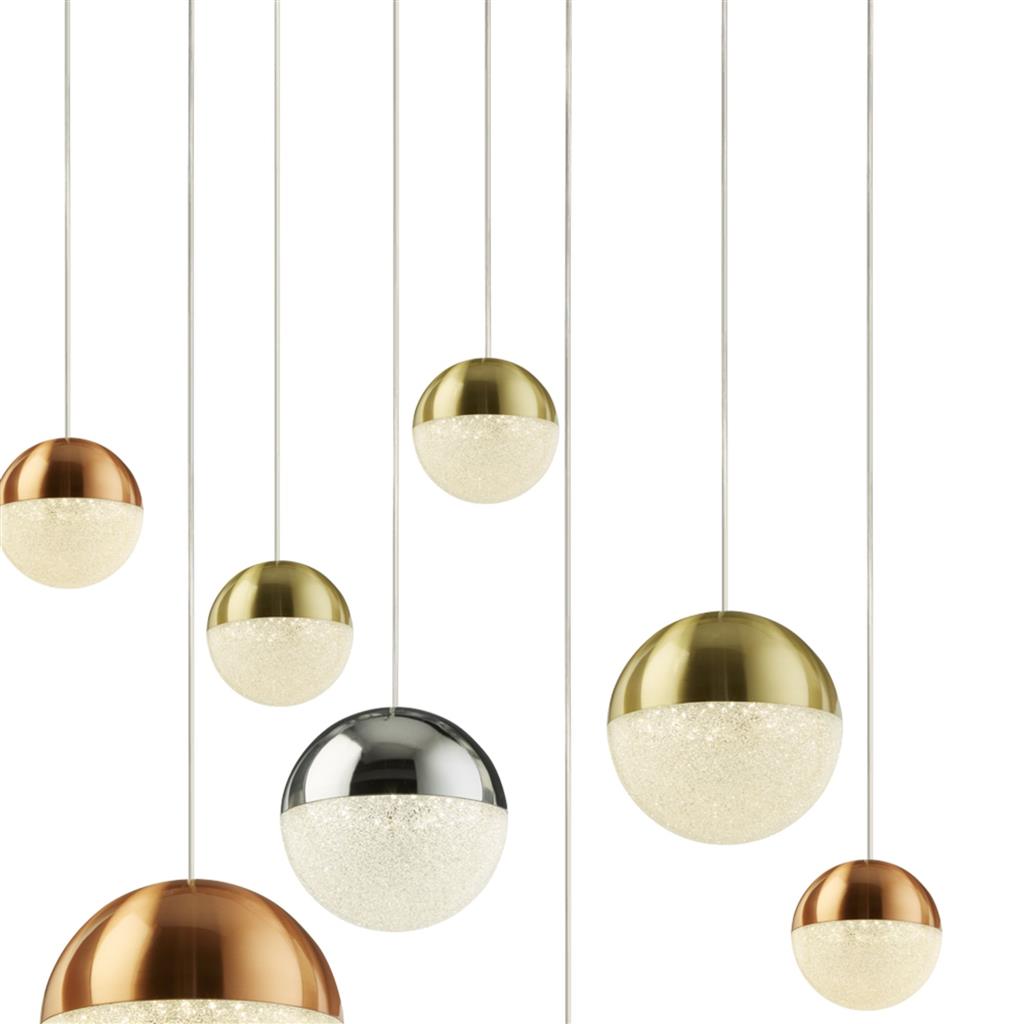 Planets 7Lt Multi-Drop - Copper, Chrome & Satin Brass Integrated LED