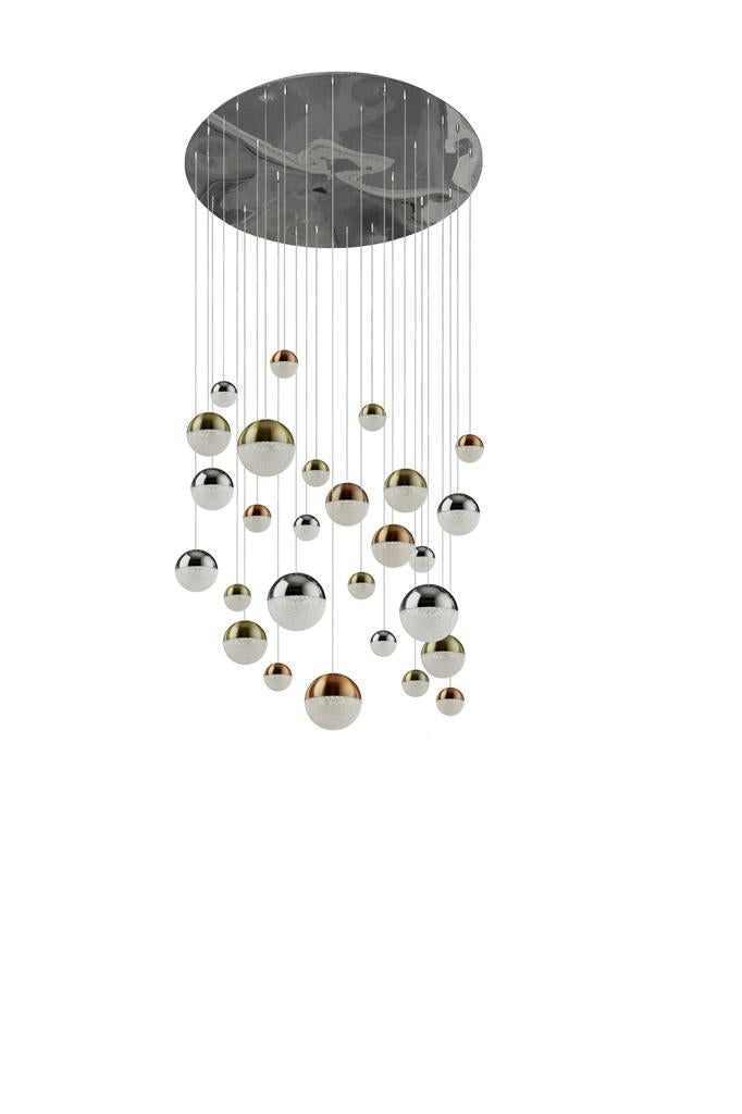 Planets 14/27/55Lt Multi-Drop - Copper, Chrome & Satin Brass Integrated LED
