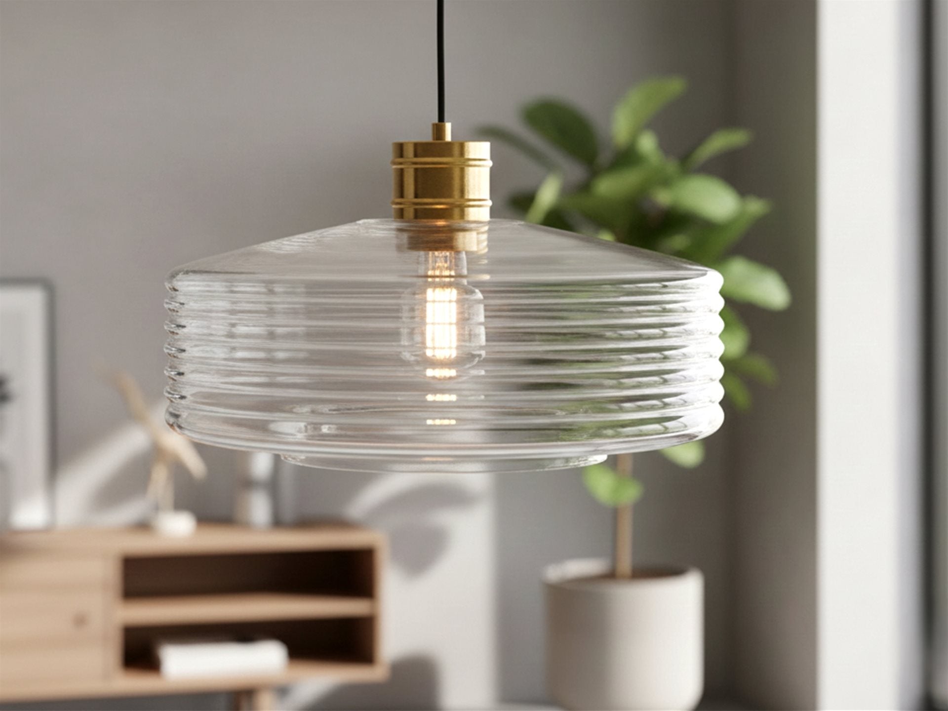 Porto Pendant- Brushed Brass with Clear Glass