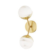 Saratoga 2Lt Wall Sconce - Aged Brass & Alabaster