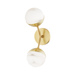 Saratoga 2Lt Wall Sconce - Aged Brass & Alabaster
