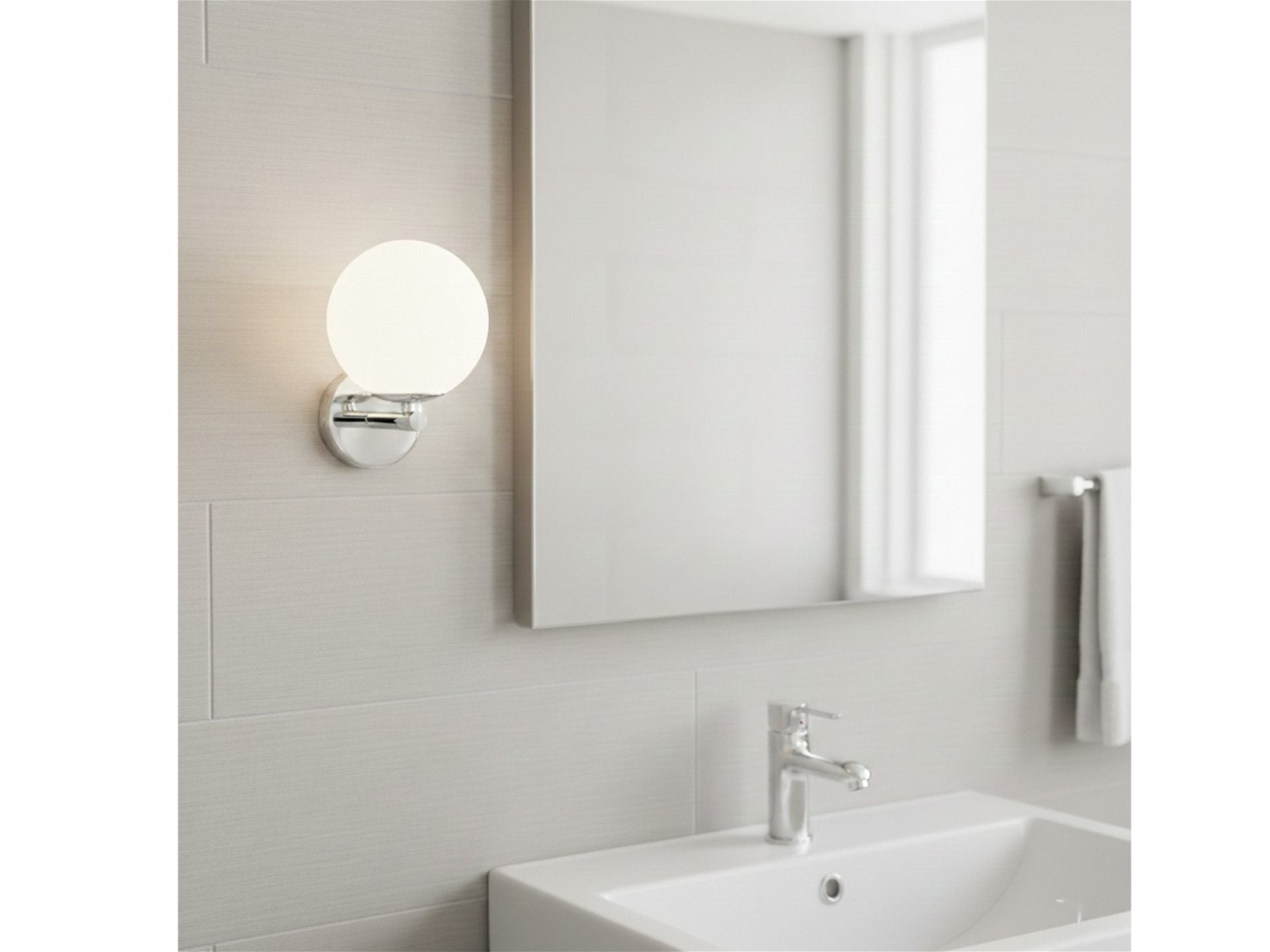 Splash Wall Light- Chrome with Opal White Glass
