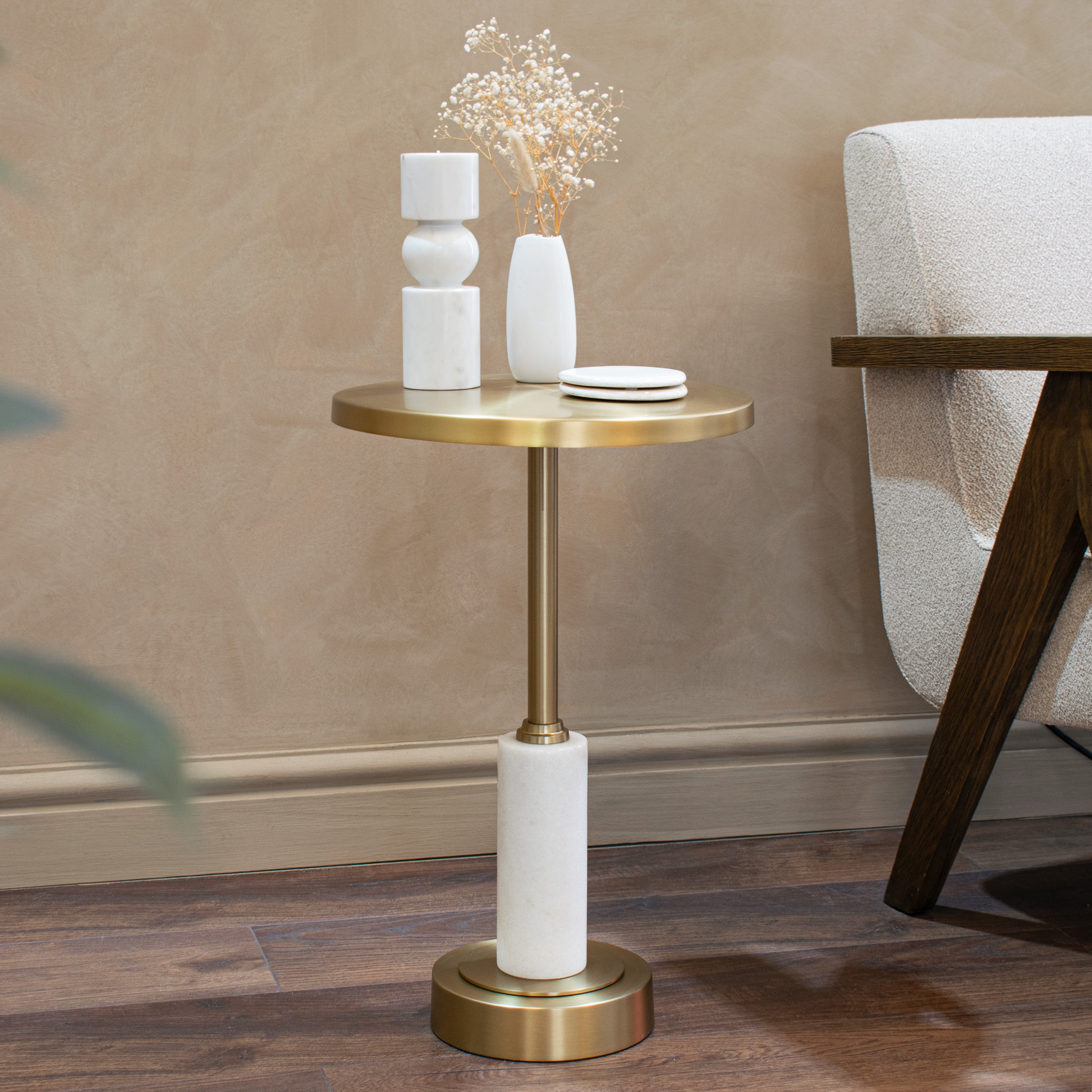 Erdre Side Table - Brass & Marble