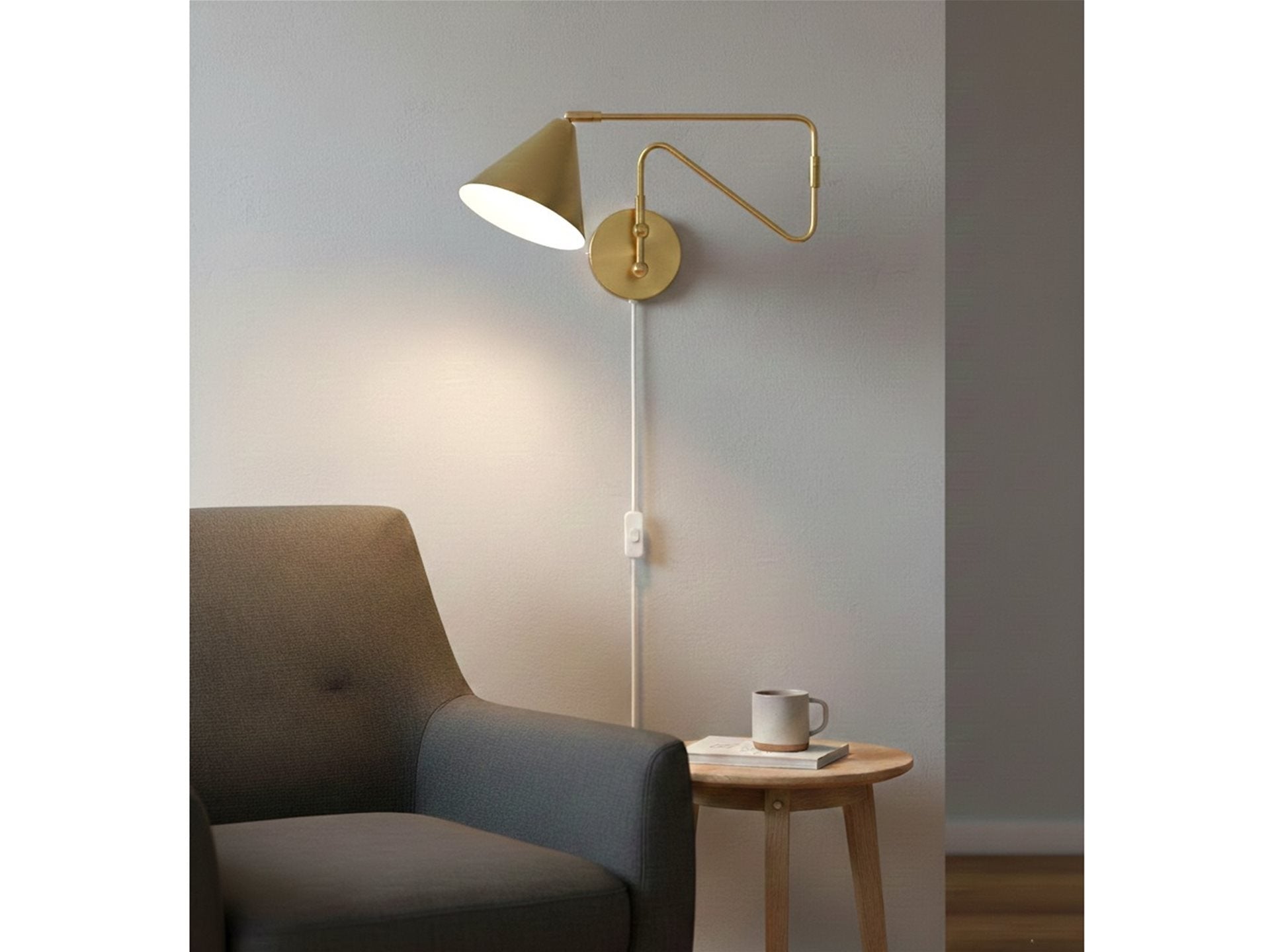Plug-in Wall Light- Brushed Brass/ Brushed Steel