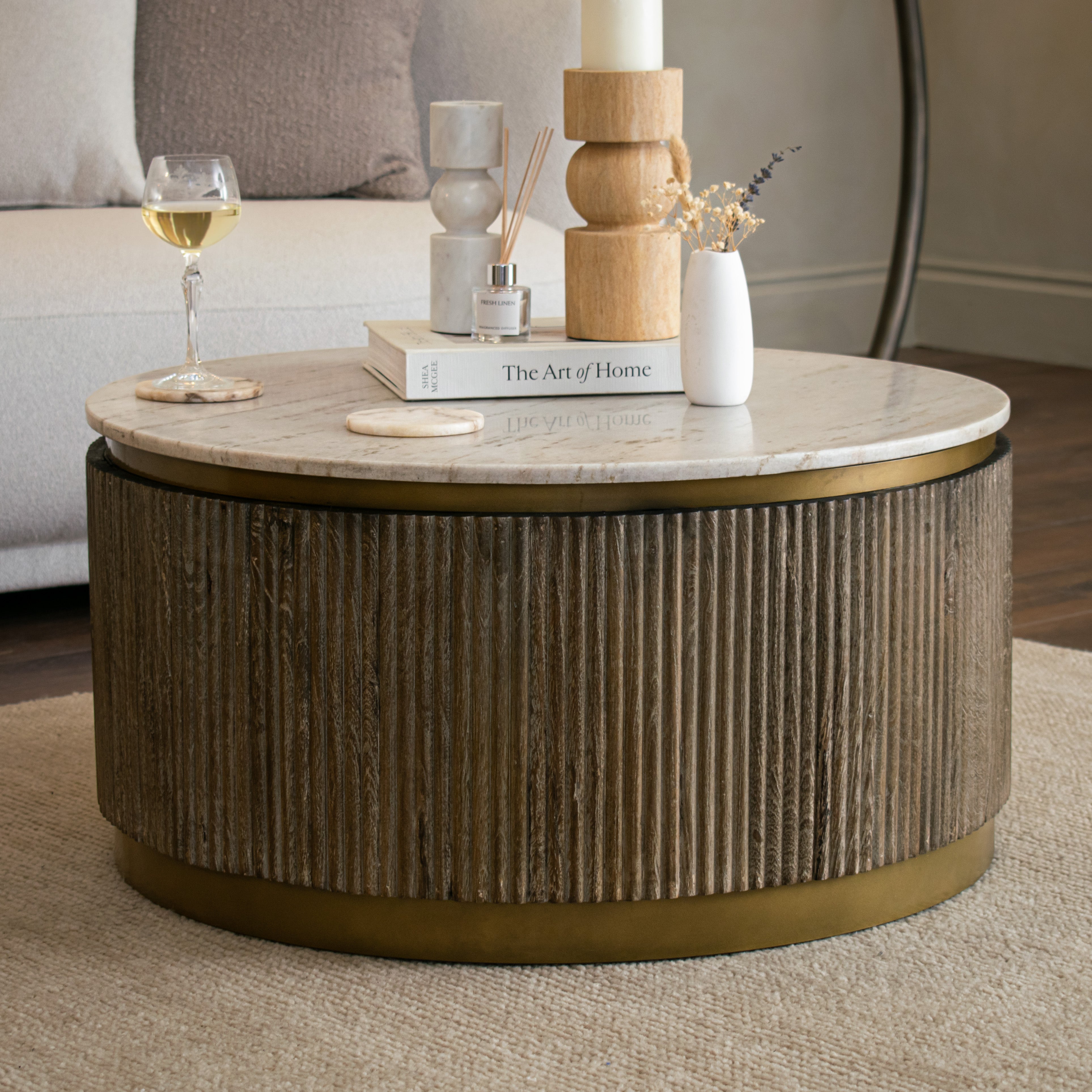 Maigue Coffee Table - Brass & Marble