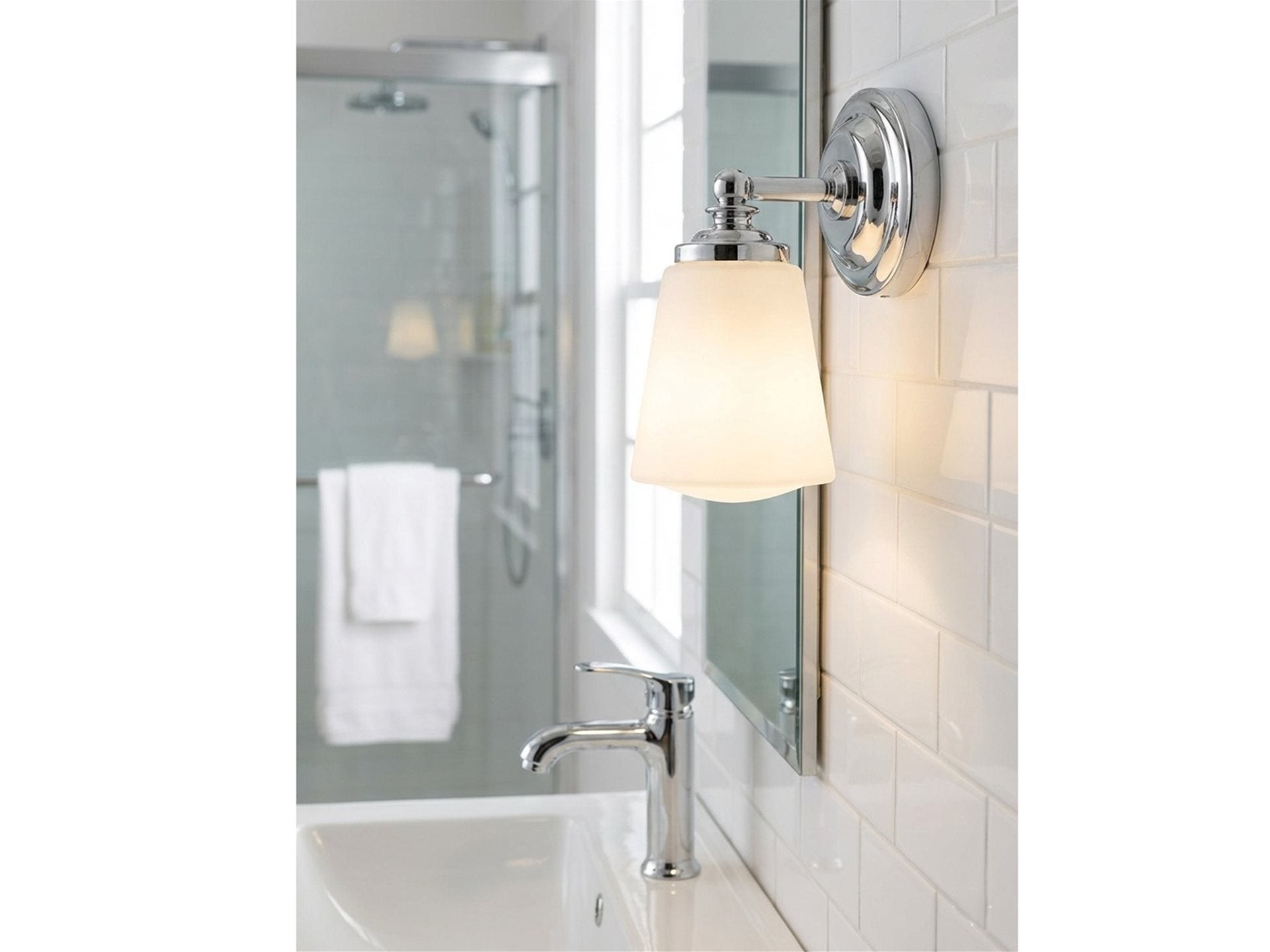 Ocean Wall Light- Chrome with Opal White Glass