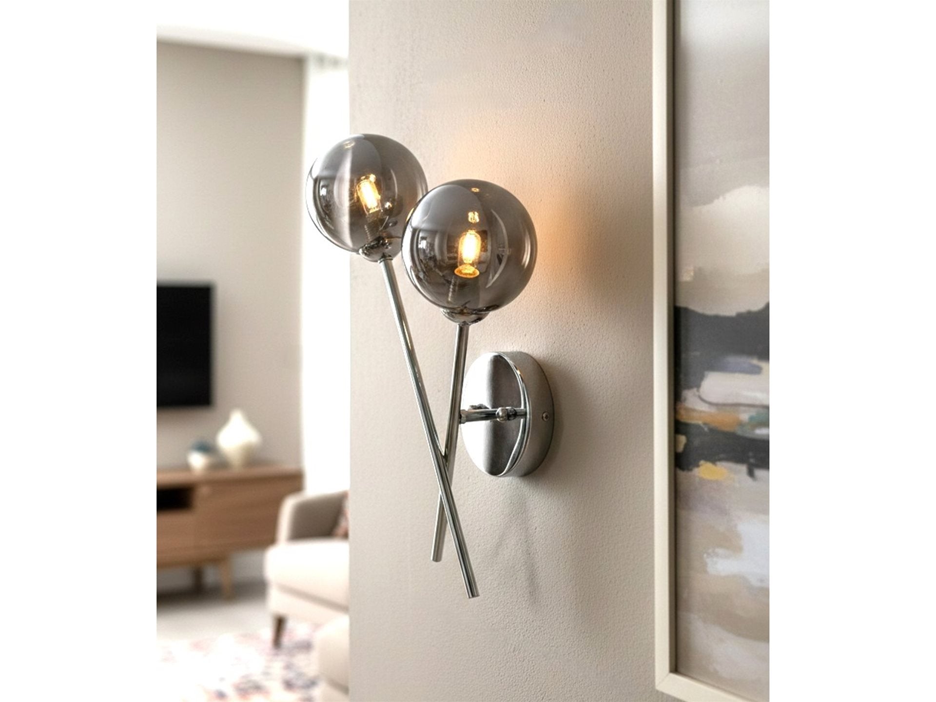 Lando 2lt Wall Light- Brushed Brass/ Chrome