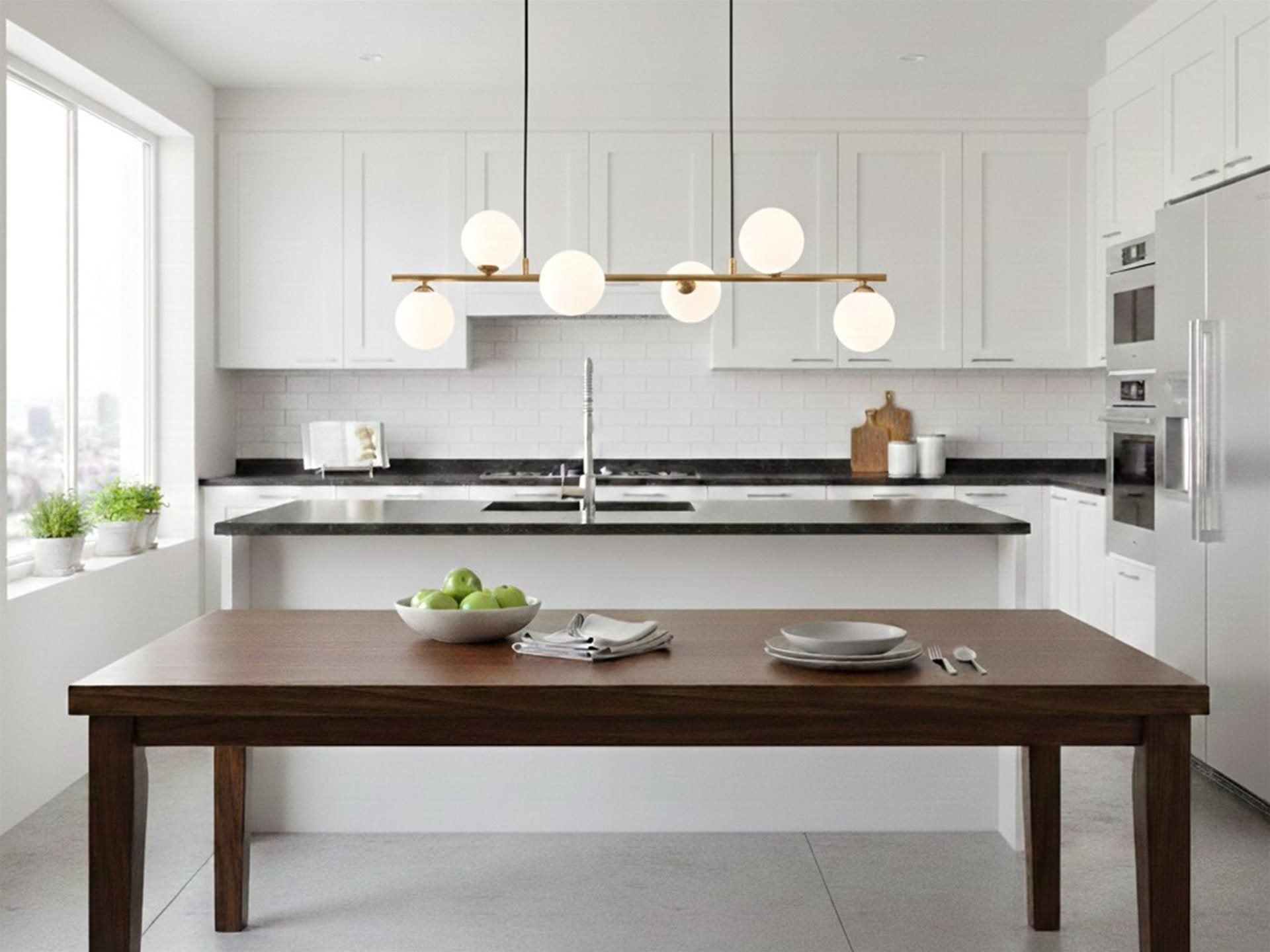 Lando 6 Light Pendant- Brushed Brass/ Chrome