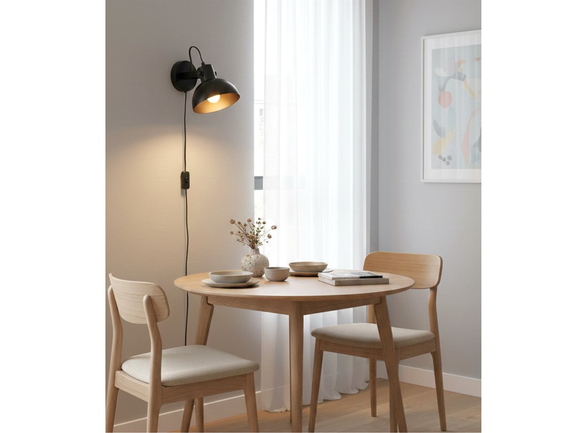Plug-in Wall Light-  Black/ White