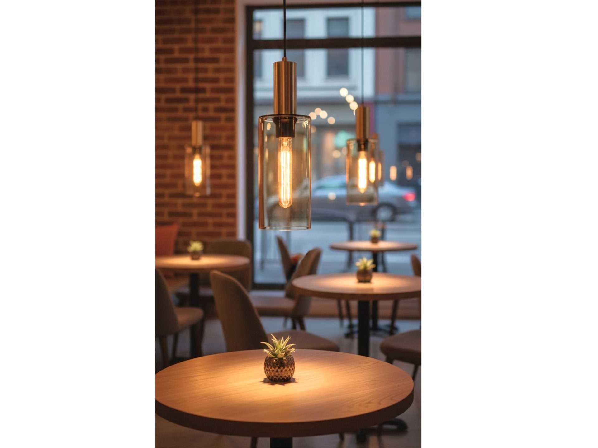 Rimini Pendant- Satin Brass with Smoked Amber Glass