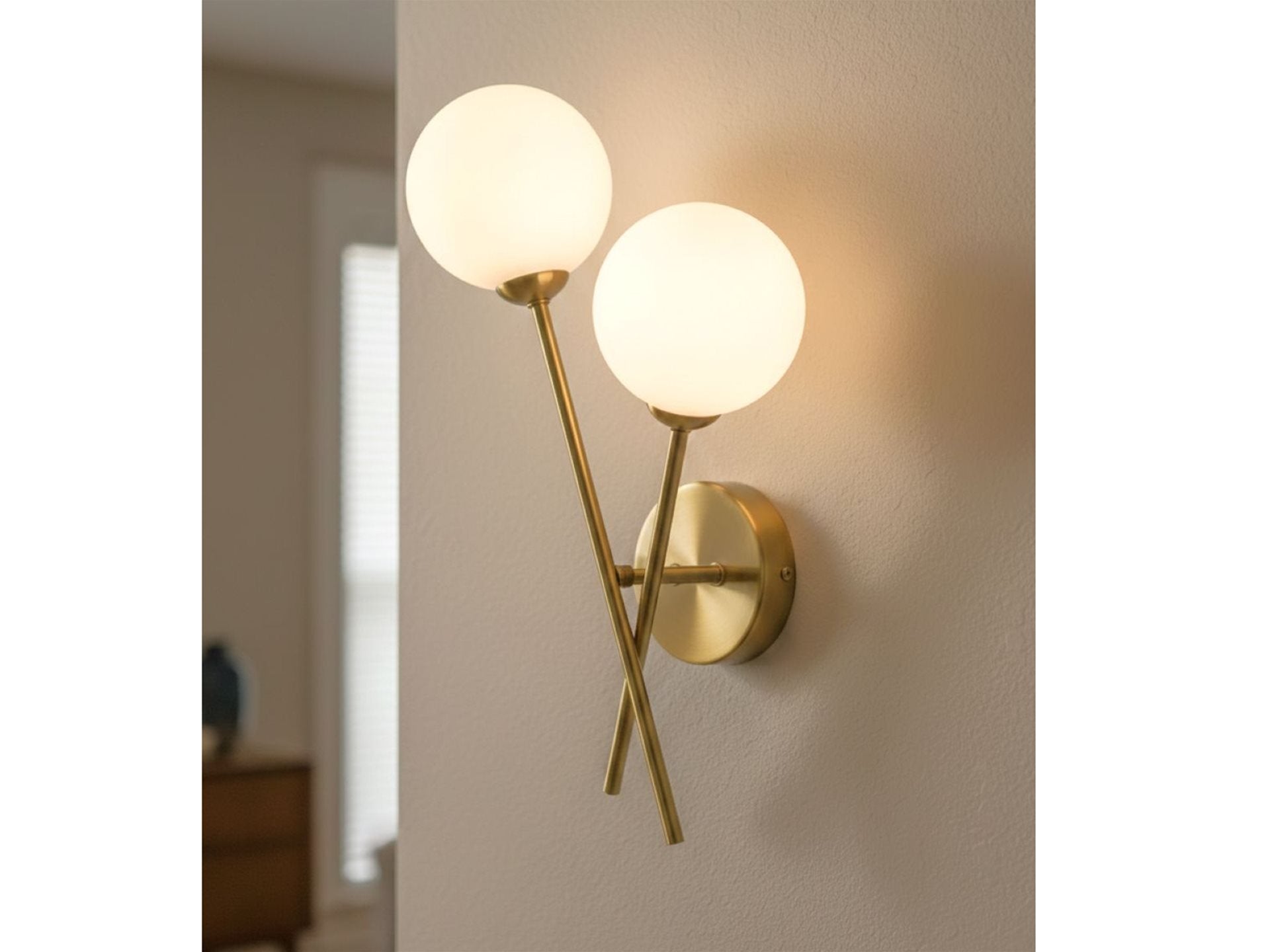 Lando 2lt Wall Light- Brushed Brass/ Chrome