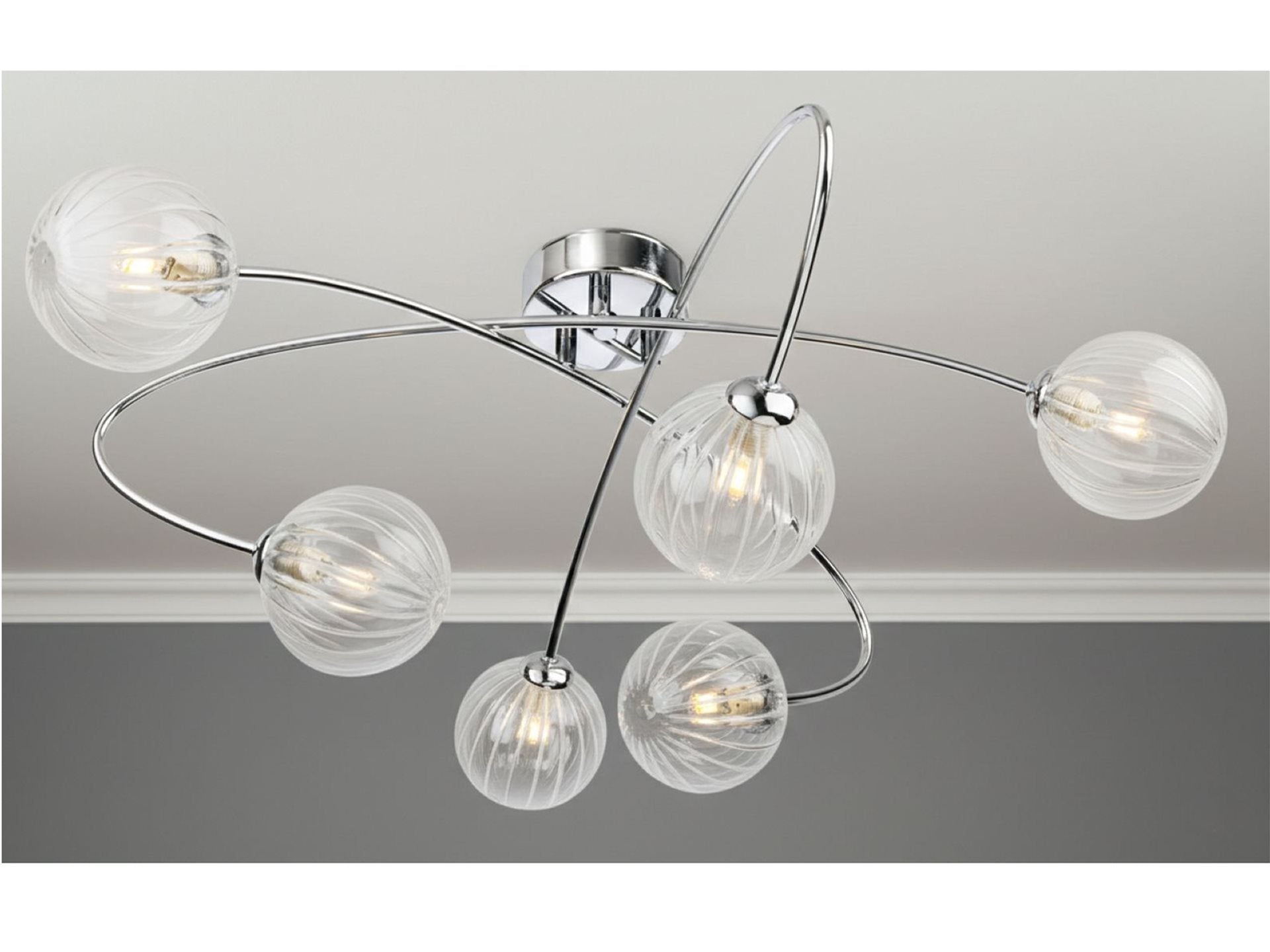 Atom 4/6Lt Flush Ceiling Light- Brass/ Chrome Finishes