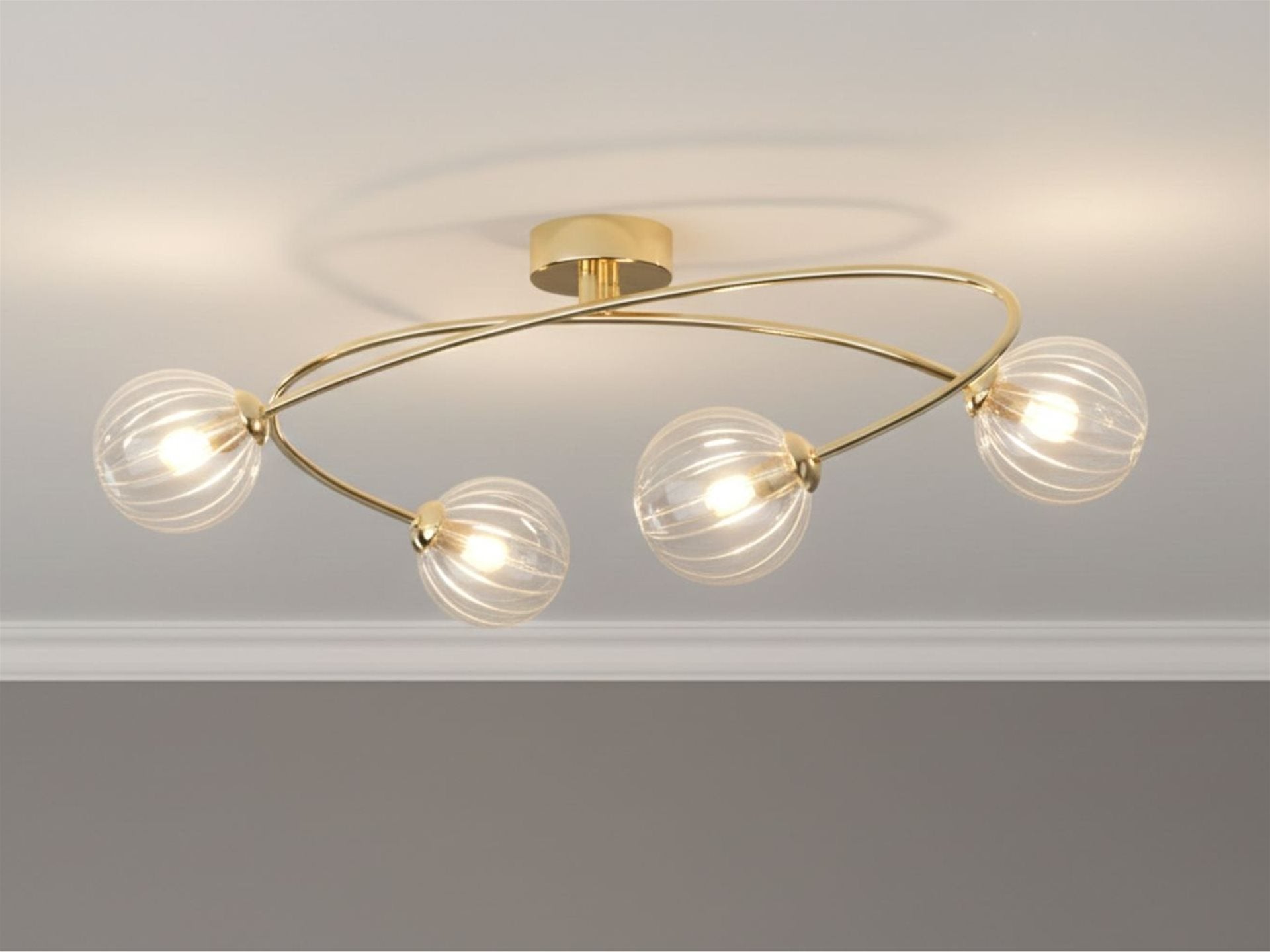 Atom 4/6Lt Flush Ceiling Light- Brass/ Chrome Finishes