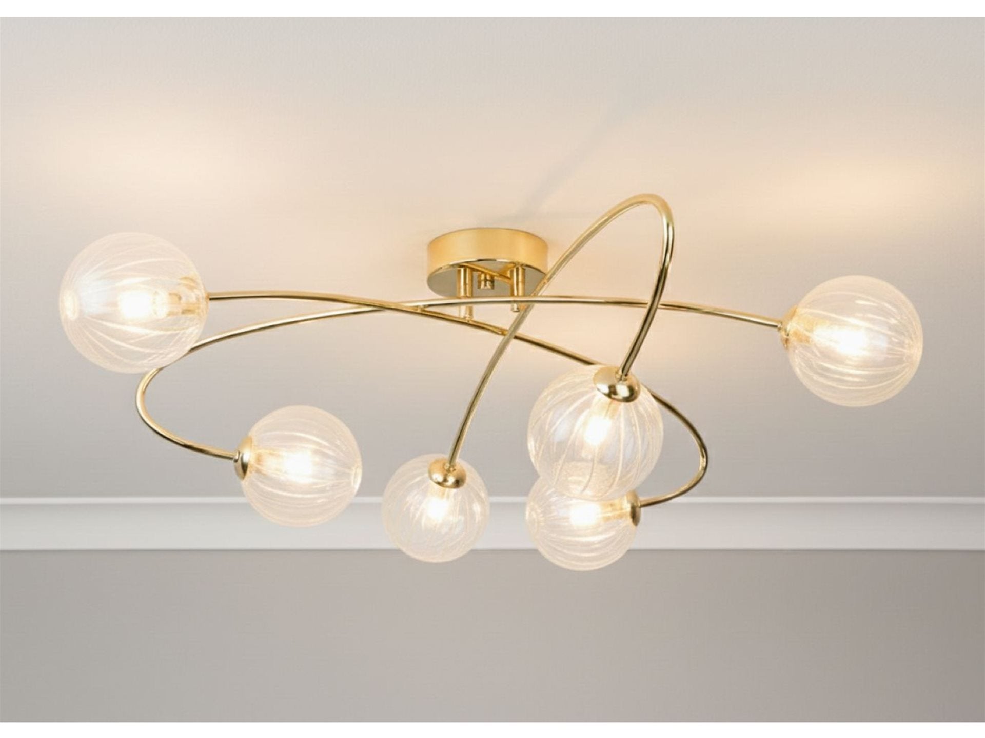 Atom 4/6Lt Flush Ceiling Light- Brass/ Chrome Finishes