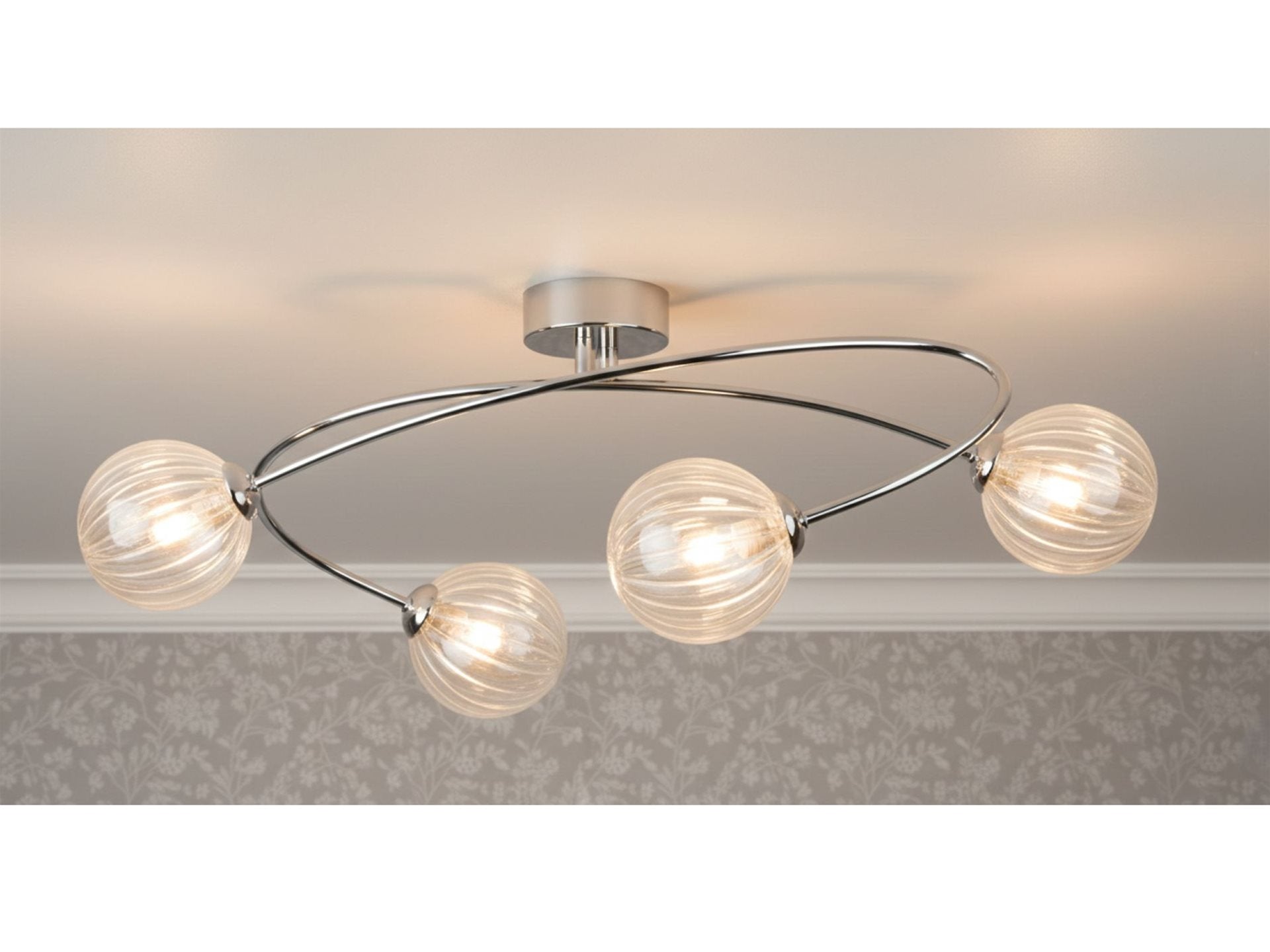 Atom 4/6Lt Flush Ceiling Light- Brass/ Chrome Finishes