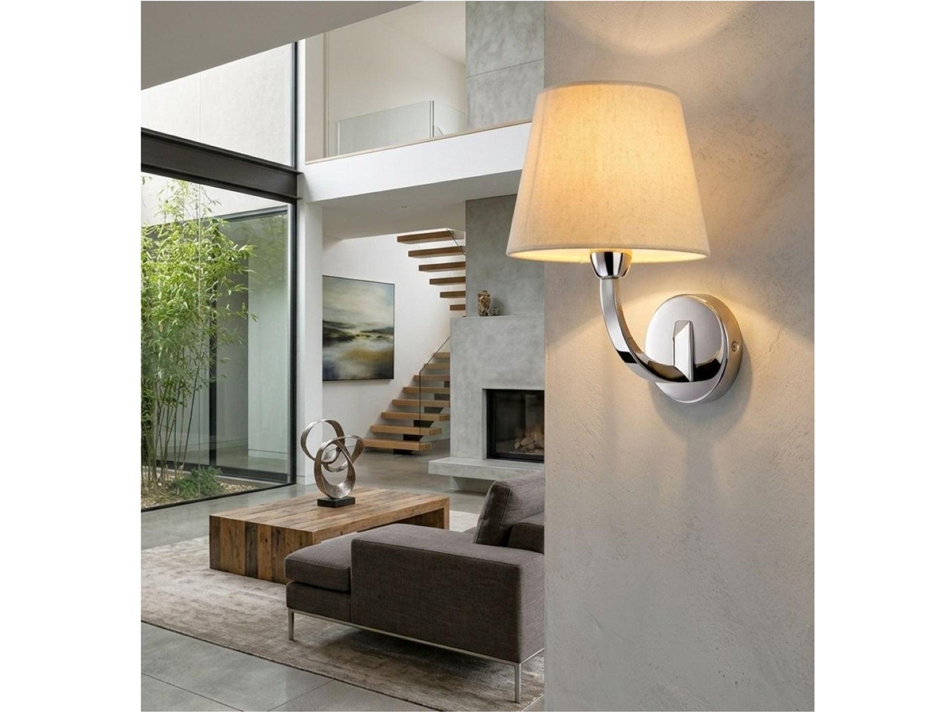 Fairmont Single Wall Light- Polished Stainless Steel