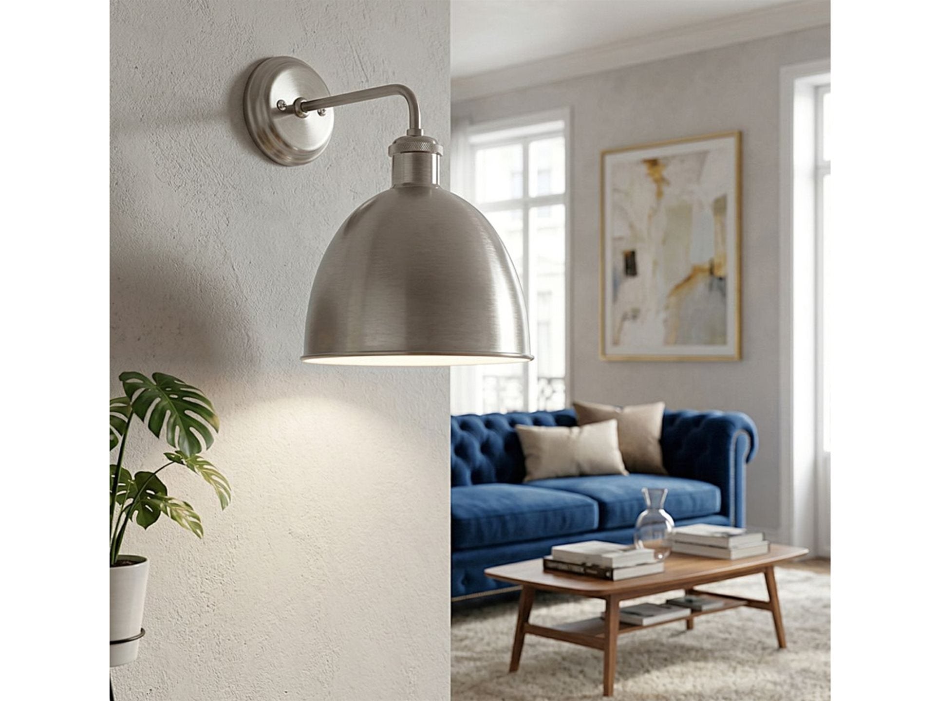 Genoa Wall Light- Antique Brass/ Brushed Steel